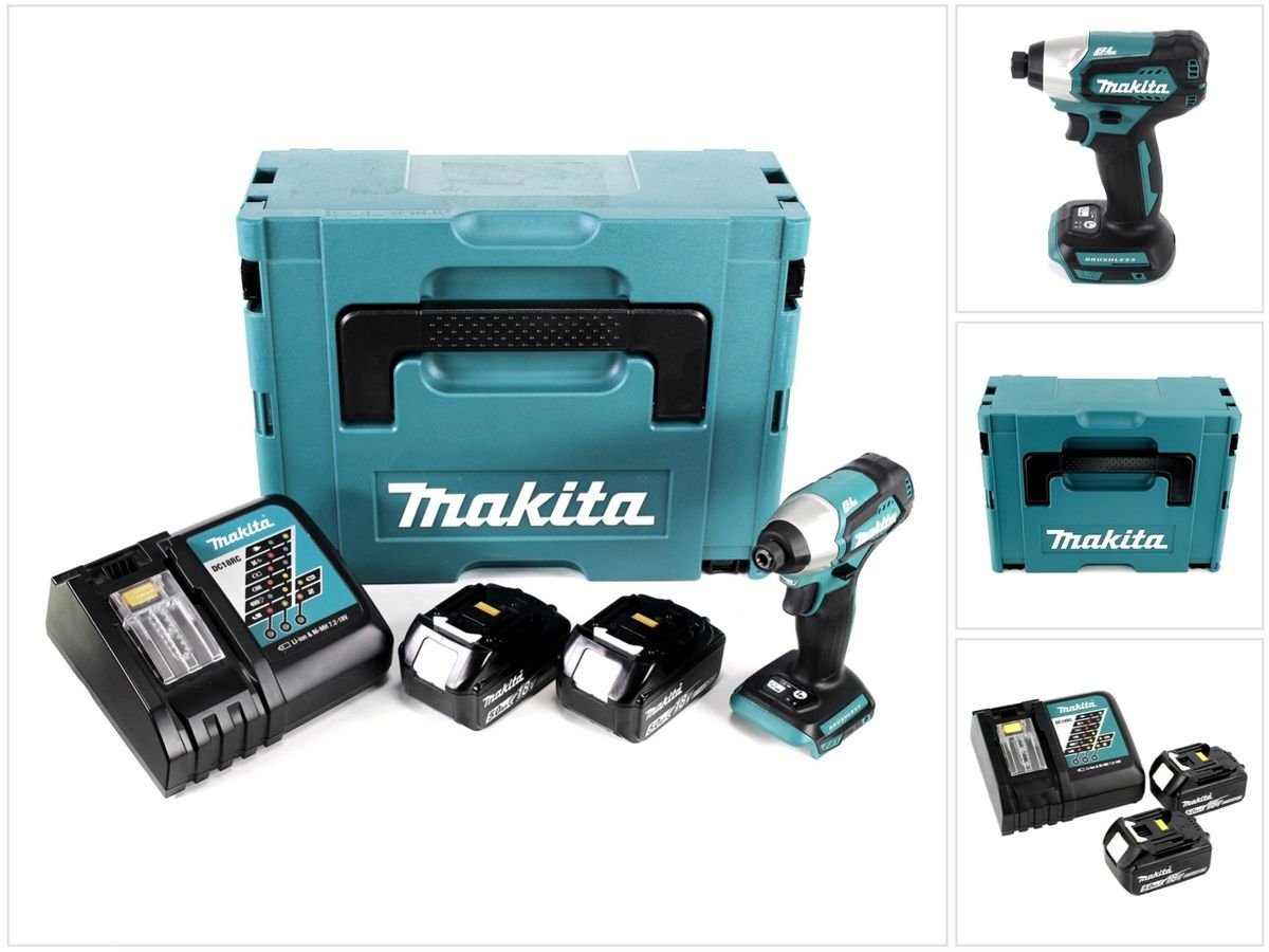 Makita Akku Schlagschrauber DTD 155 RTJ Akku Schlagschrauber 18 V 140 Nm 1 4 Brushless 2x Akku