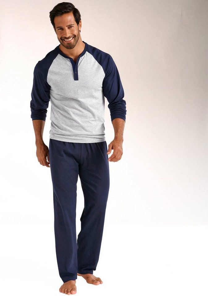 le jogger® Pyjama (Packung, 4 tlg., 2 Stück) in langer Form, mit  Raglanärmeln