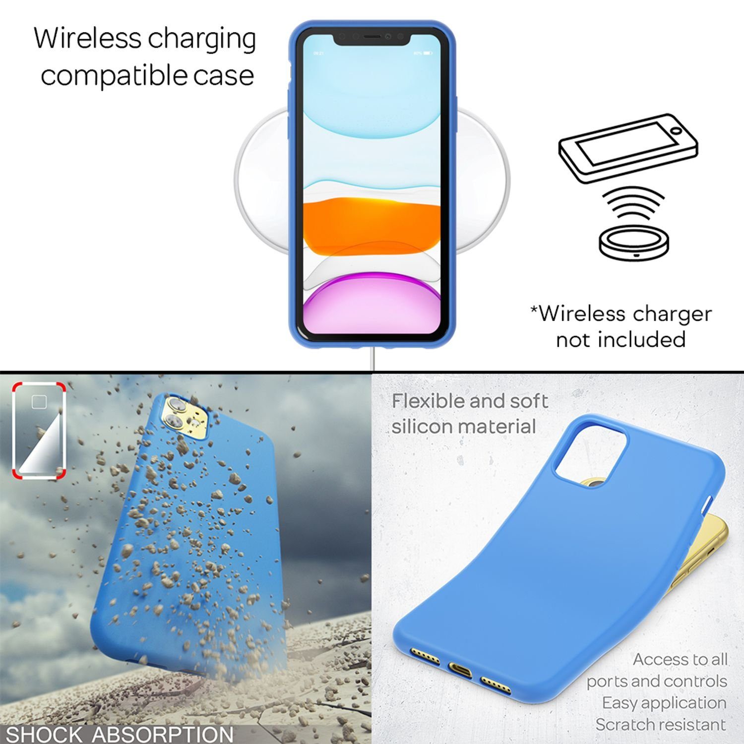 Nalia Smartphone-Hülle Apple iPhone 11 15,5 cm (6,1 Zoll), Neon Silikon Hülle / Bunt Leuchtend / Rutschfest / Flexibel / Weich
