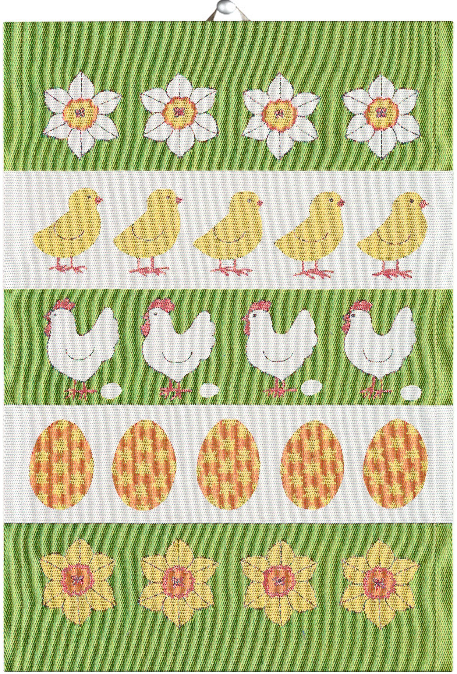 Ekelund Geschirrtuch Küchenhandtuch Kycklingparad 35x50 cm, (1-tlg., 1 x Geschirrtuch), Pixel gewebt (3-farbig)