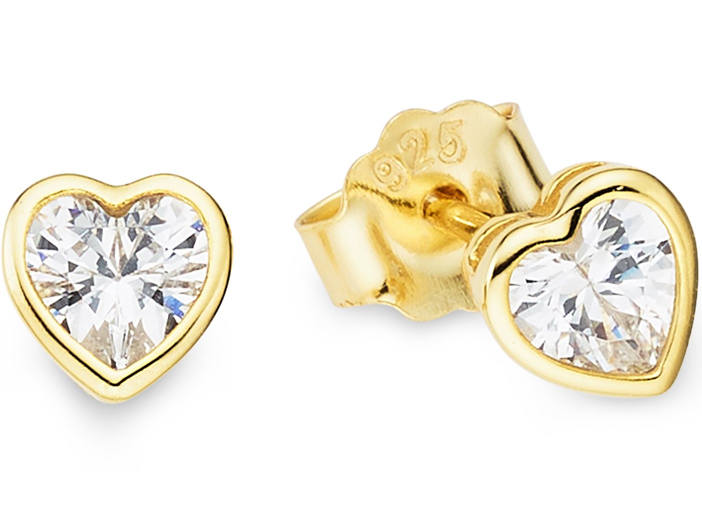 Aniston JEWELRY & WATCHES Paar Ohrstecker Ohrringe goldfarben vergoldet, Herzform, Zirkonia weiß, mit Zirkonia (synth)