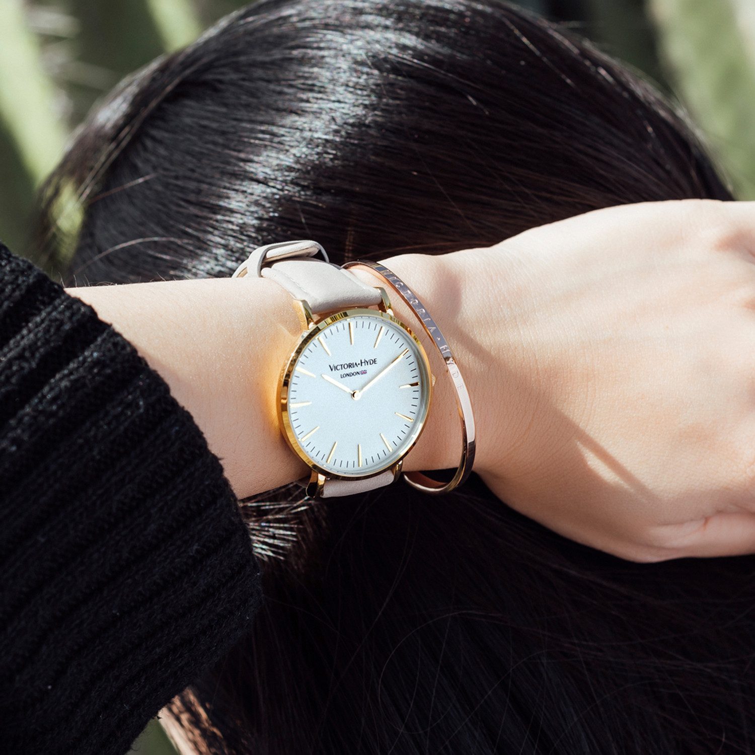 Victoria Hyde Quarzuhr Quarzuhr Quarzuhr Echtes Rindsleder Uhr für Unisex modisch und leger Lederarmband, (1-tlg., Kein Set)