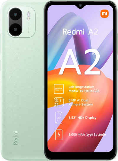 Xiaomi Xiaomi Redmi A2 2GB RAM 32GB - Light Green Smartphone (16,56 cm/6.52 Zoll, 32 GB Speicherplatz, 8MP MP Kamera)
