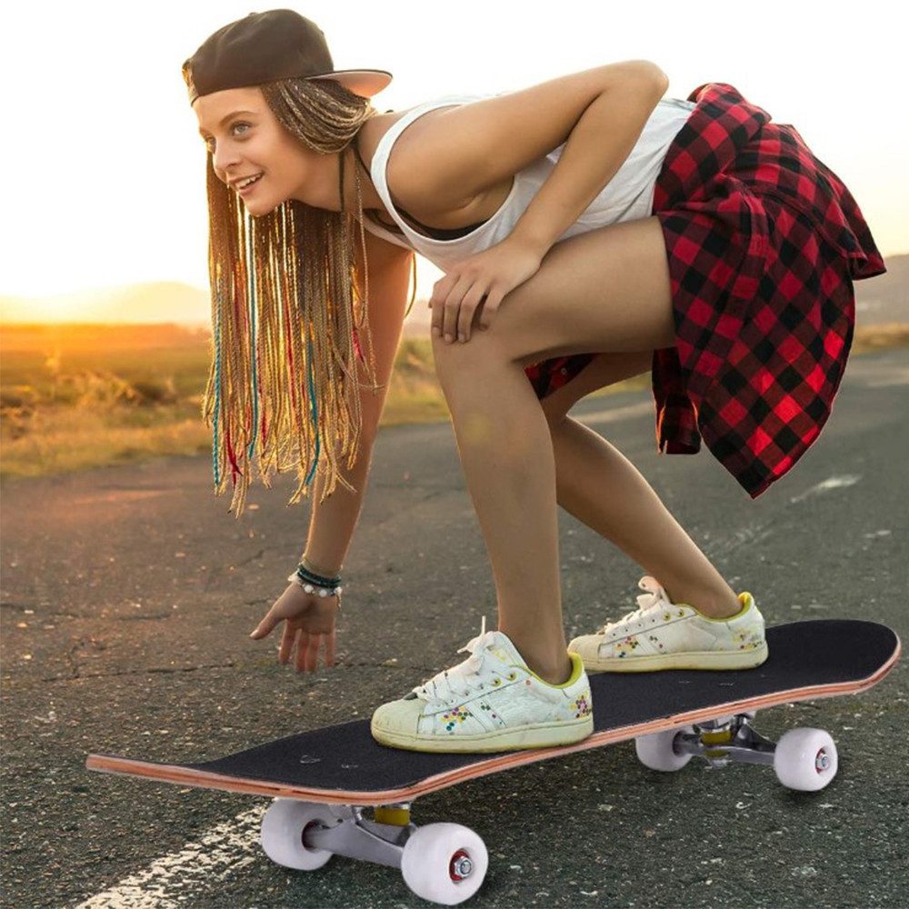 JEOBEST Skateboard Komplette Skateboard 80x20cm, PU Räder, Geburtstagsgeschenk für Teenager und Erwachsene