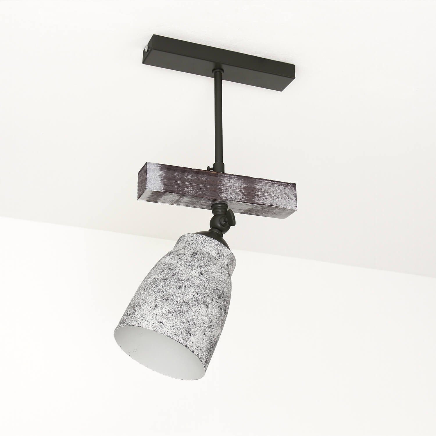 Licht-Erlebnisse Deckenstrahler AGAP, ohne Leuchtmittel, Deckenlampe Shabby Weiß Grau Echtholz vintage verstellbar Küche Lampe