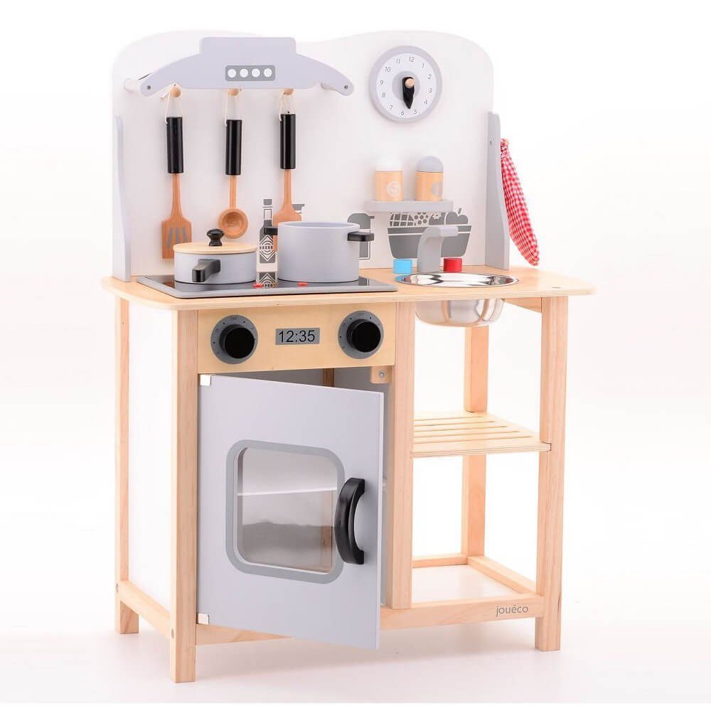 JOHNTOY Spielküche Jouéco 80055 Küche mit Zubehör grau - Holzspielzeug Kunststoff