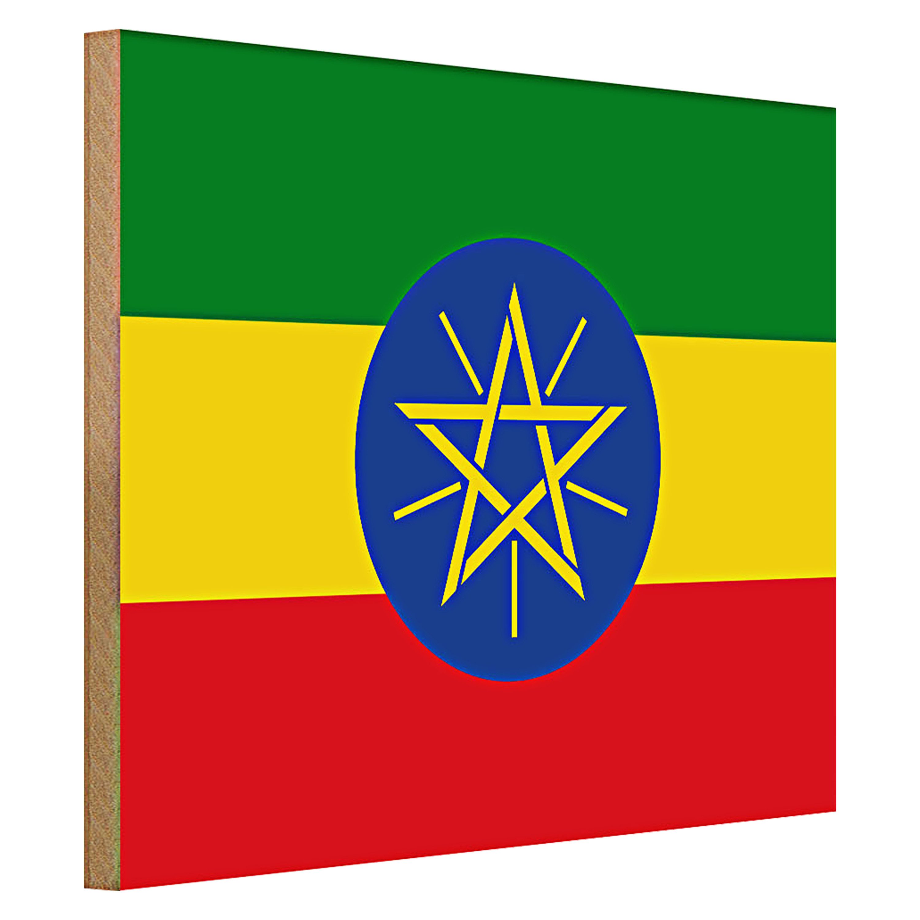 Roomando Holzbild Flagge Äthiopien 40x30cm Flag of Ethiopia