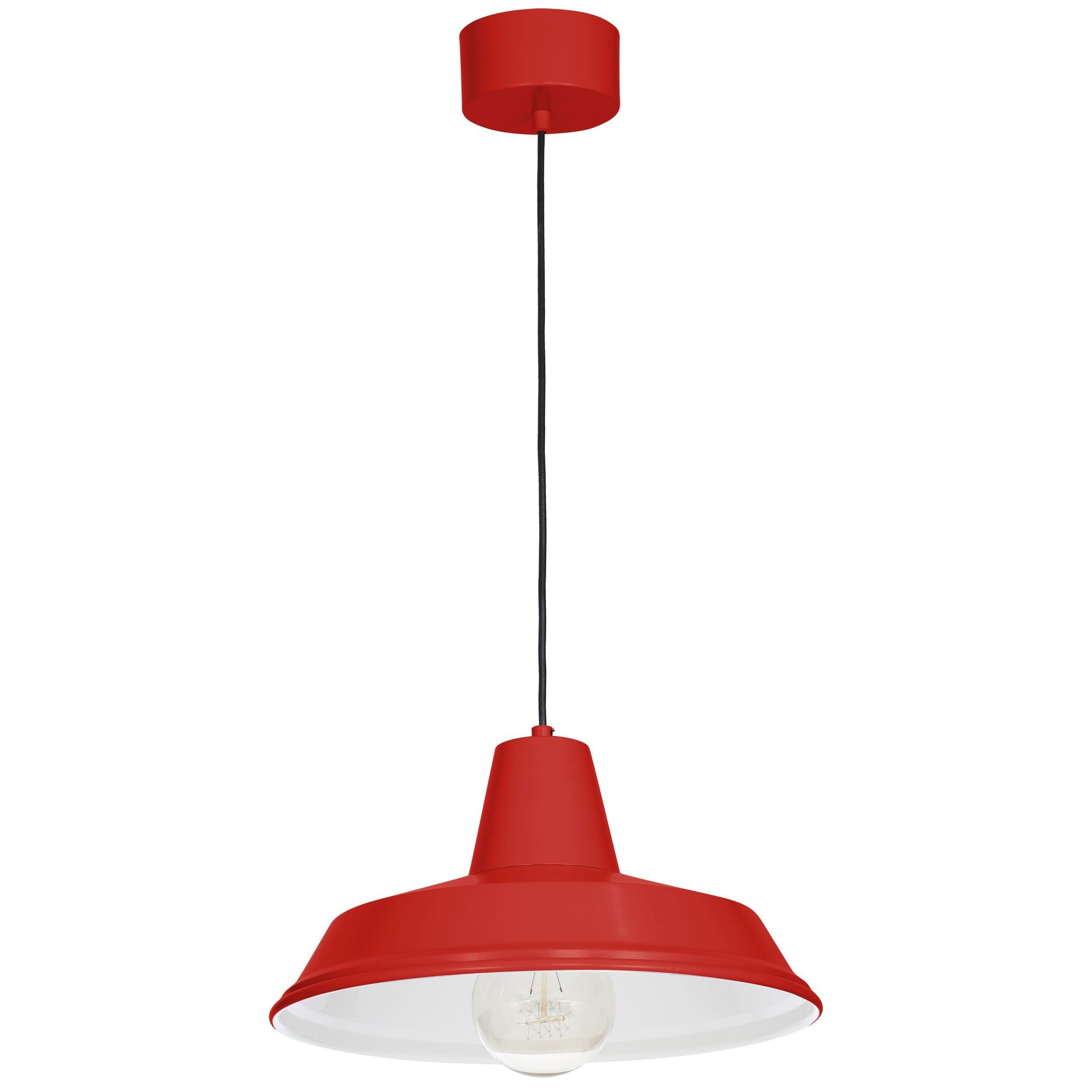 Licht-Erlebnisse Pendelleuchte MILLI, ohne Leuchtmittel, Rot Ø 36 cm  Vintage Mid Century Design E27 Metall Küche Esszimmer