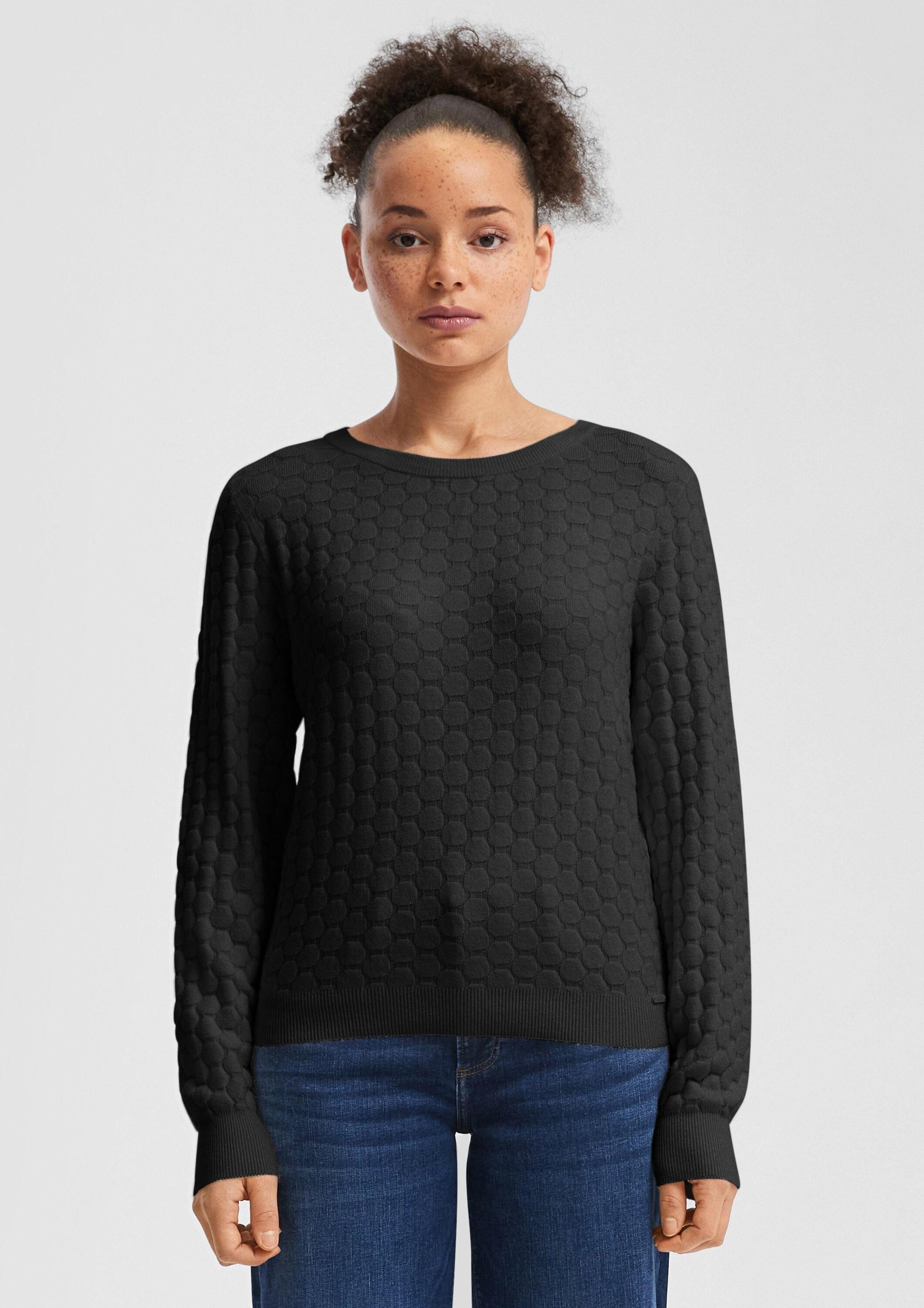 QS Longpullover Strickpullover Strukturierter Pullover (1-tlg) günstig online kaufen