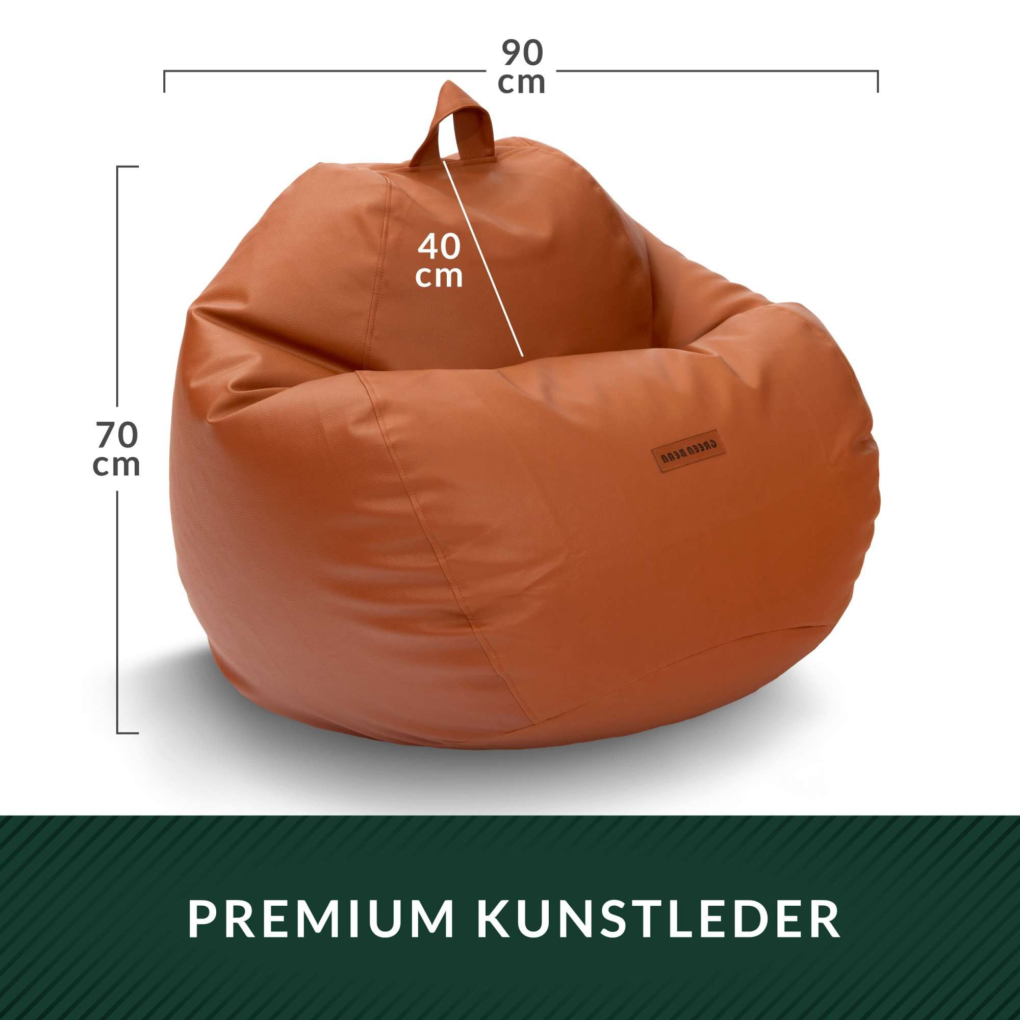 Green Bean Sitzsack Sitzsack Kunstleder Scoop Indoor (Indoor und Outdoor, abwaschbarer Bezug), Bean Bag Sitzkissen Sitzpuff Sitzsessel Bodenkissen Lounge – Bild 4 von 5