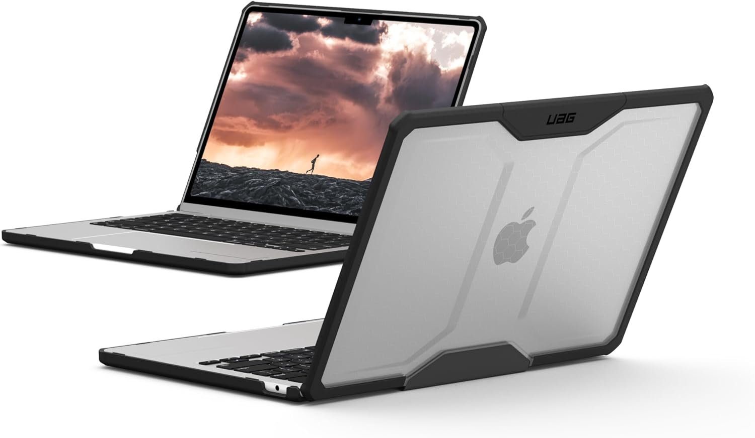 Urban Armor Gear Laptop-Hülle Plyo - MacBook Air 15 Hülle (M4 - M3 - M2), [Fallschutz nach US-Militärstandard] ice / schwarz (transparent)