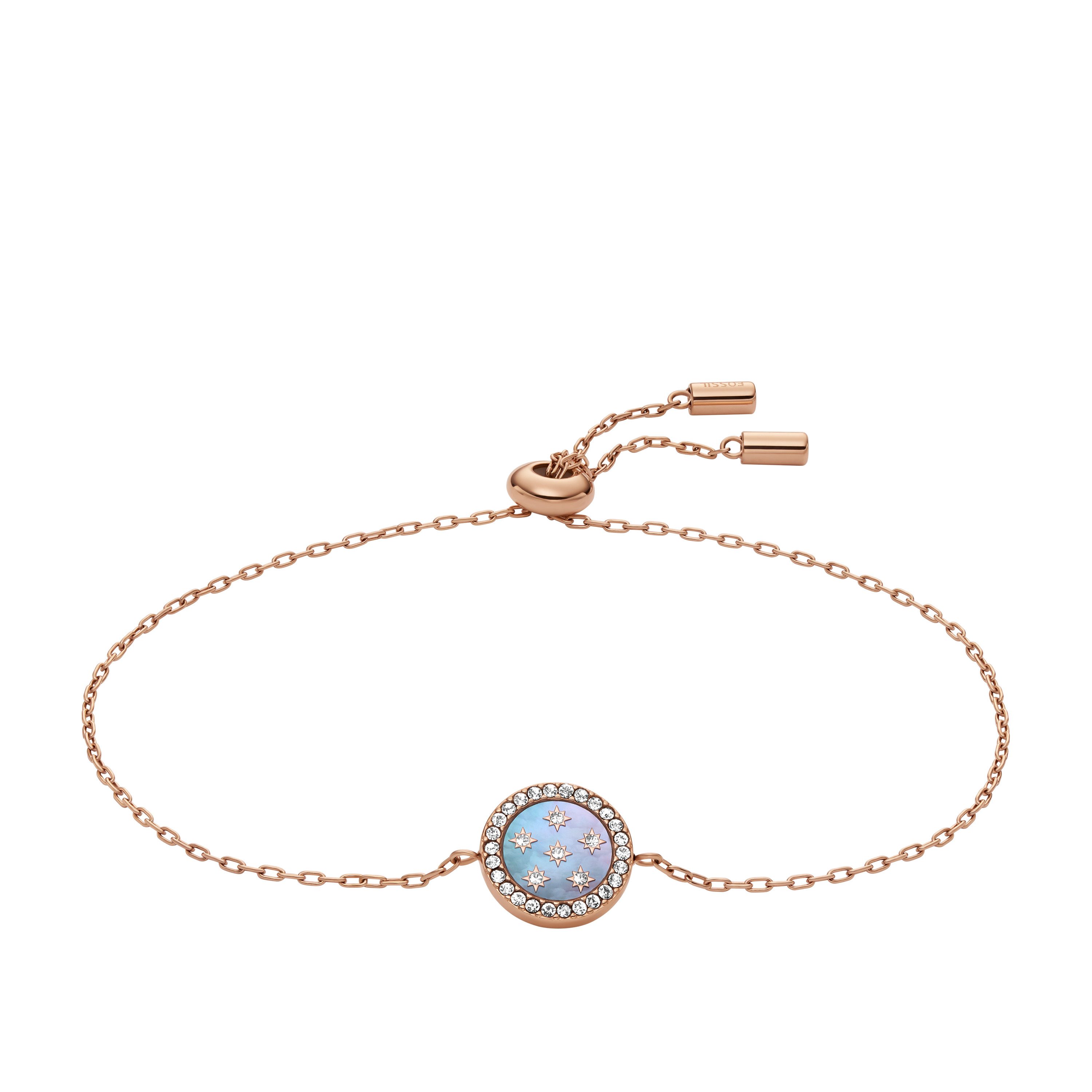 Fossil Armband Schmuck Geschenk Edelstahl Armschmuck MERRIT, mit Glasstein - mit Perlmutt