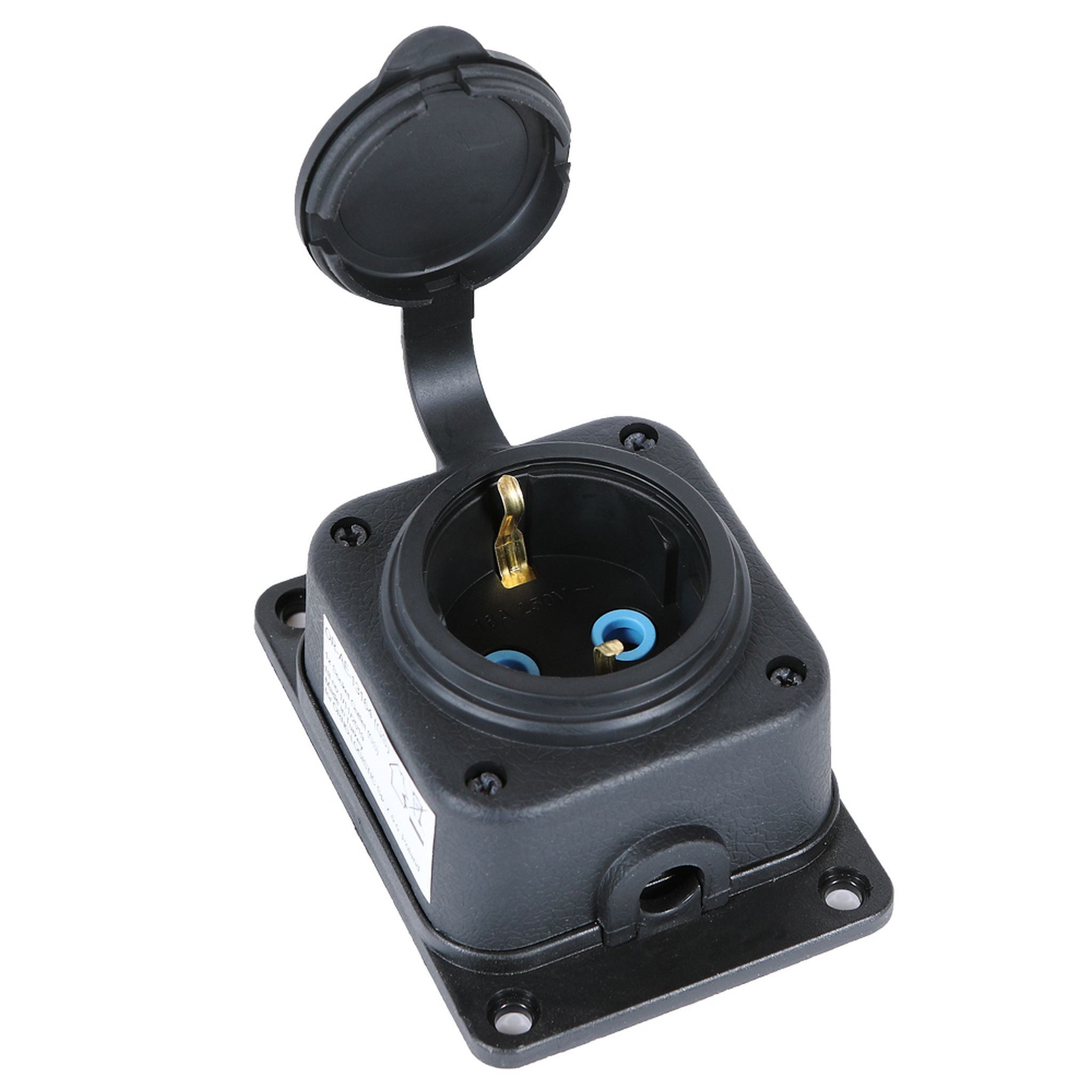 Home4Living Verteiler-Steckdosenleiste 1,2,3,4-Fach schwarz max.250V 16A Mehrfachsteckdose, mit Schutzkappe