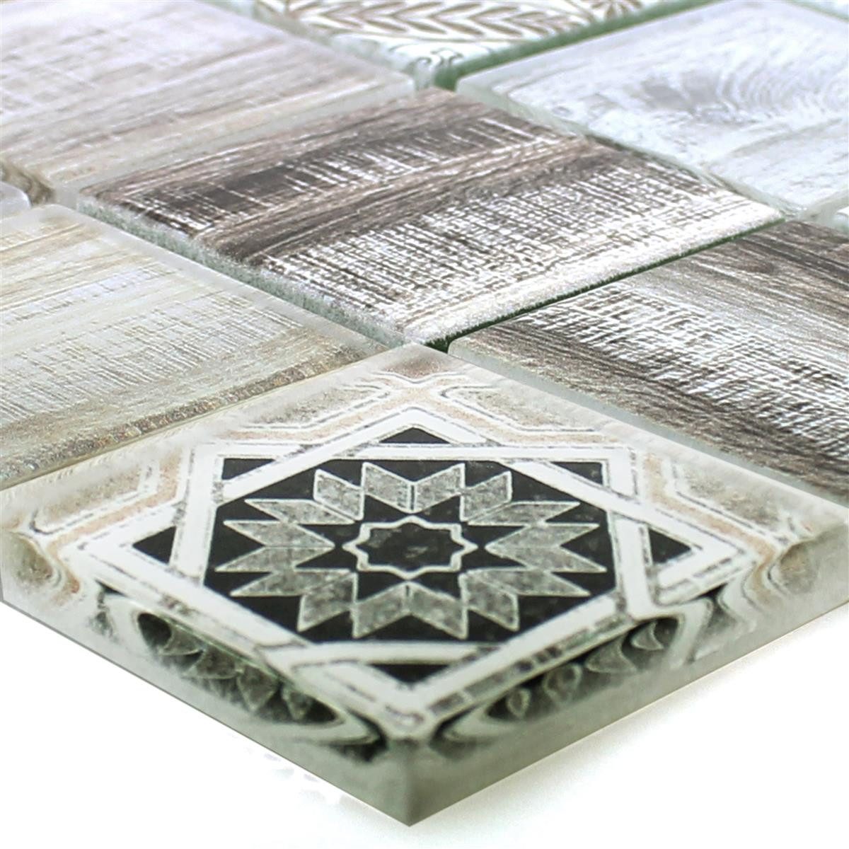 Mosafil Mosaikfliesen Glasmosaik Fliesen Holzoptik Makarska, Glas 30.000x30.000, beige, Verlegefertig auf ein Netz geklebt