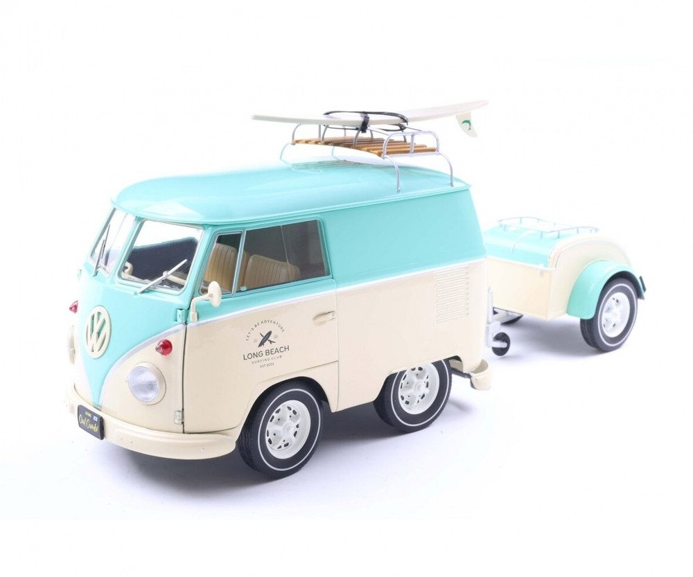 Solido Modellauto Kool Kombi Long Beach Surfing Club 2024 mint grün weiß, Maßstab 1:18