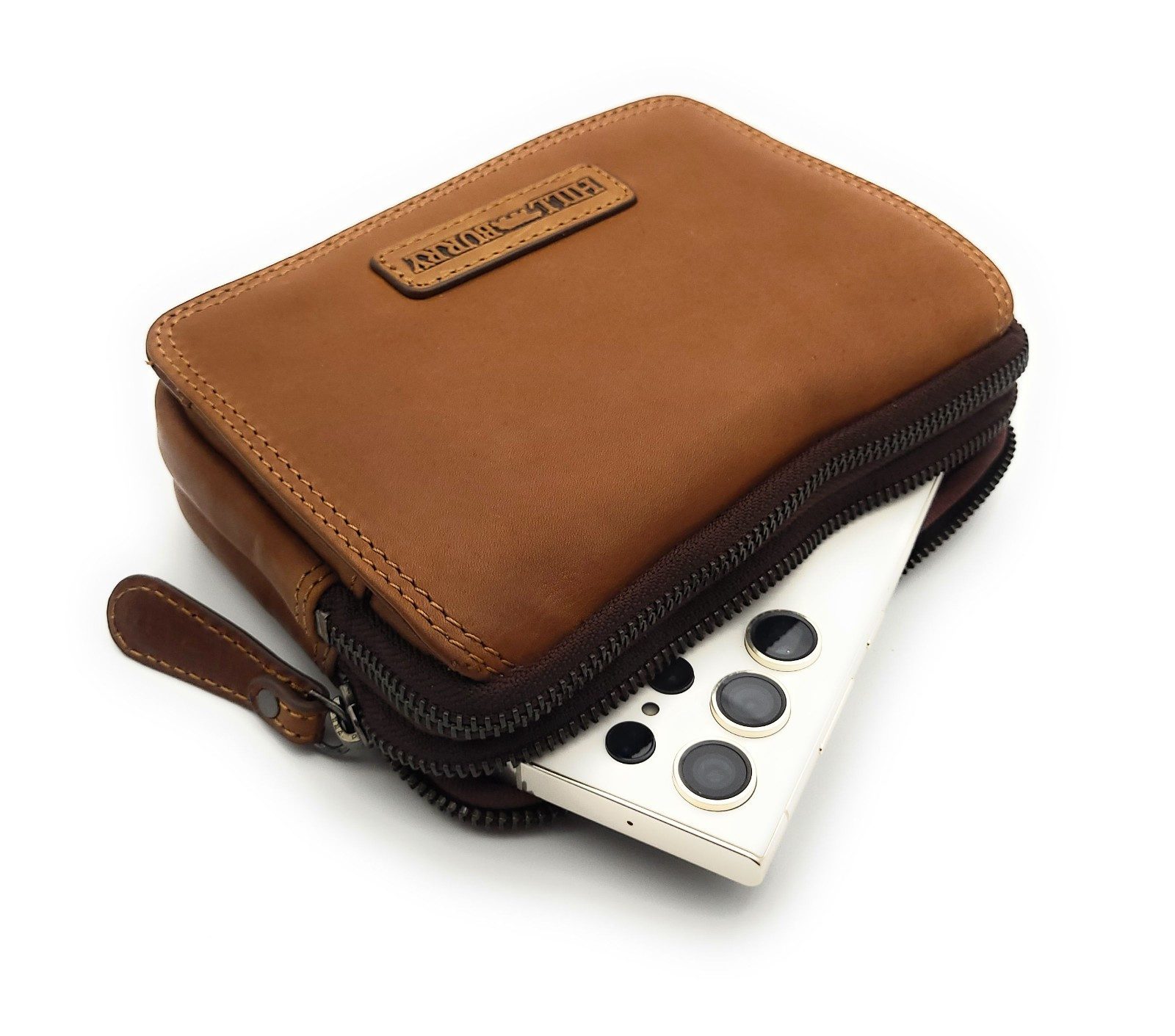 Hill Burry Gürteltasche echt Leder Hüfttasche mit zwei Reißverschlussfächern