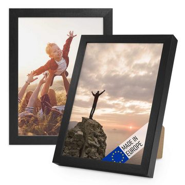 PHOTOLINI Bilderrahmen 2er Set Massivholz-Rahmen Modern Zeitlos mit Acrylglasscheibe