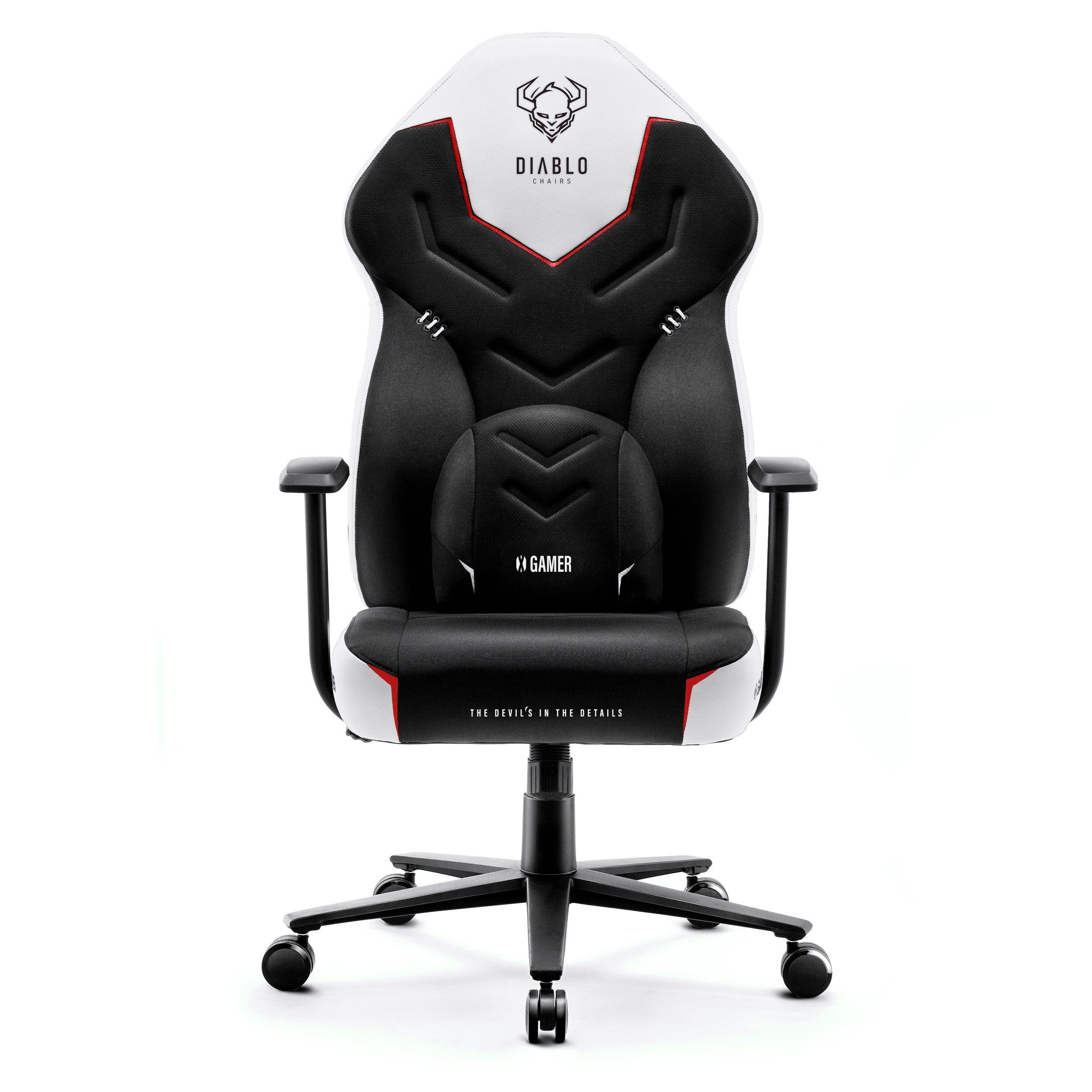 DIABLO CHAIRS Gaming-Stuhl X-Gamer 2.0 Stoff HDS Kunstleder ergonomisch Kopfstütze (Stoff HDS Kunstleder, Kaltschaum, Racing-Design), Lendenkissen Wippfunktion Metallbasis 130kg