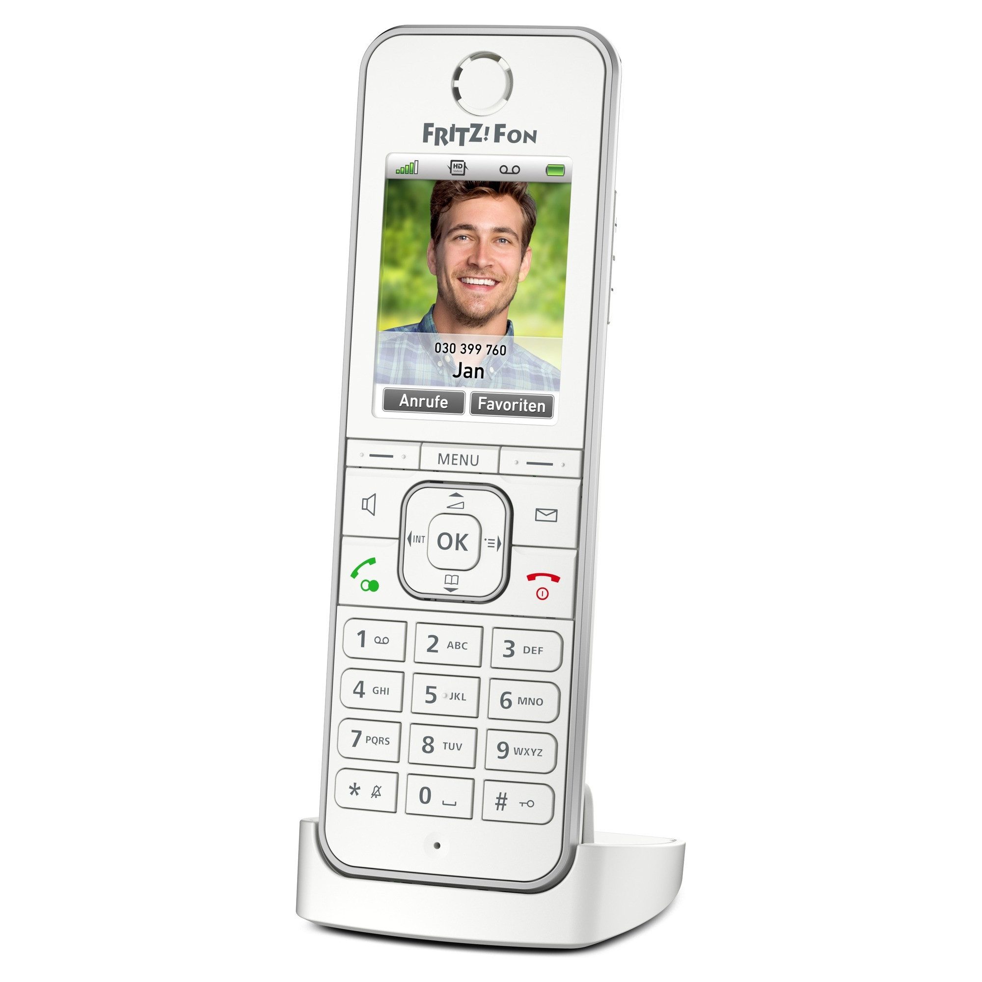 Fritz! FRITZ!Fon C6 weiß Schnurloses DECT-Telefon (Mobilteile: 1, GAP, DECT, HD-Telefonie, 2,2" Farbdisplay, Smart Home, Headset, DECT Eco) – Bild 3 von 5