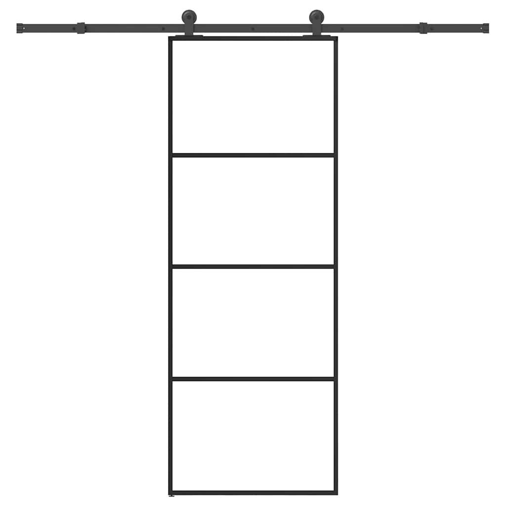 vidaXL Haustür Schiebetür mit Beschlag 76x205 cm ESG-Glas & Aluminium (1-St)