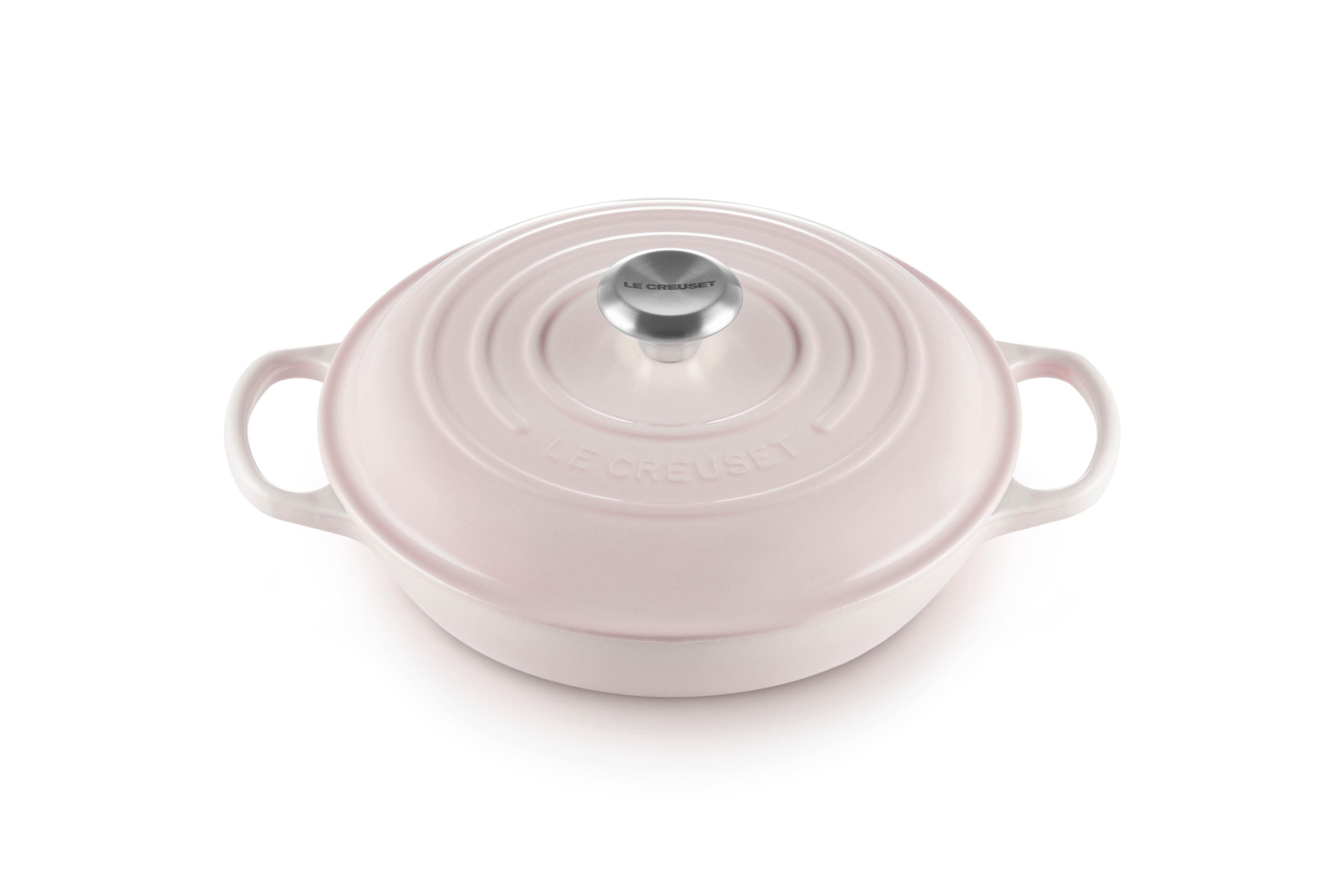 LE CREUSET Bratentopf Gourmet-Profitopf, Gusseisen, Rund, Ø 26 cm, 2,2 l, 4,205 kg, Shell Pink, 21180267774430