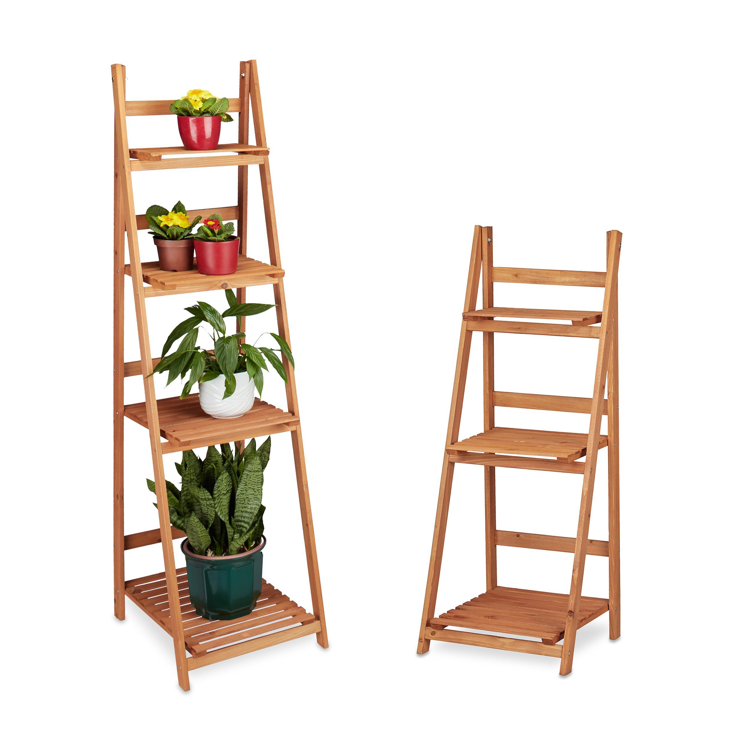 relaxdays Blumenständer 2-tlg. Blumentreppen Set