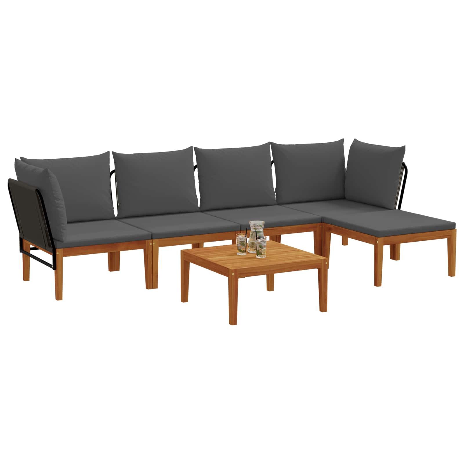 vidaXL Sofaelement 6 Stk. Massives nholz & Seil Natur (6 St)