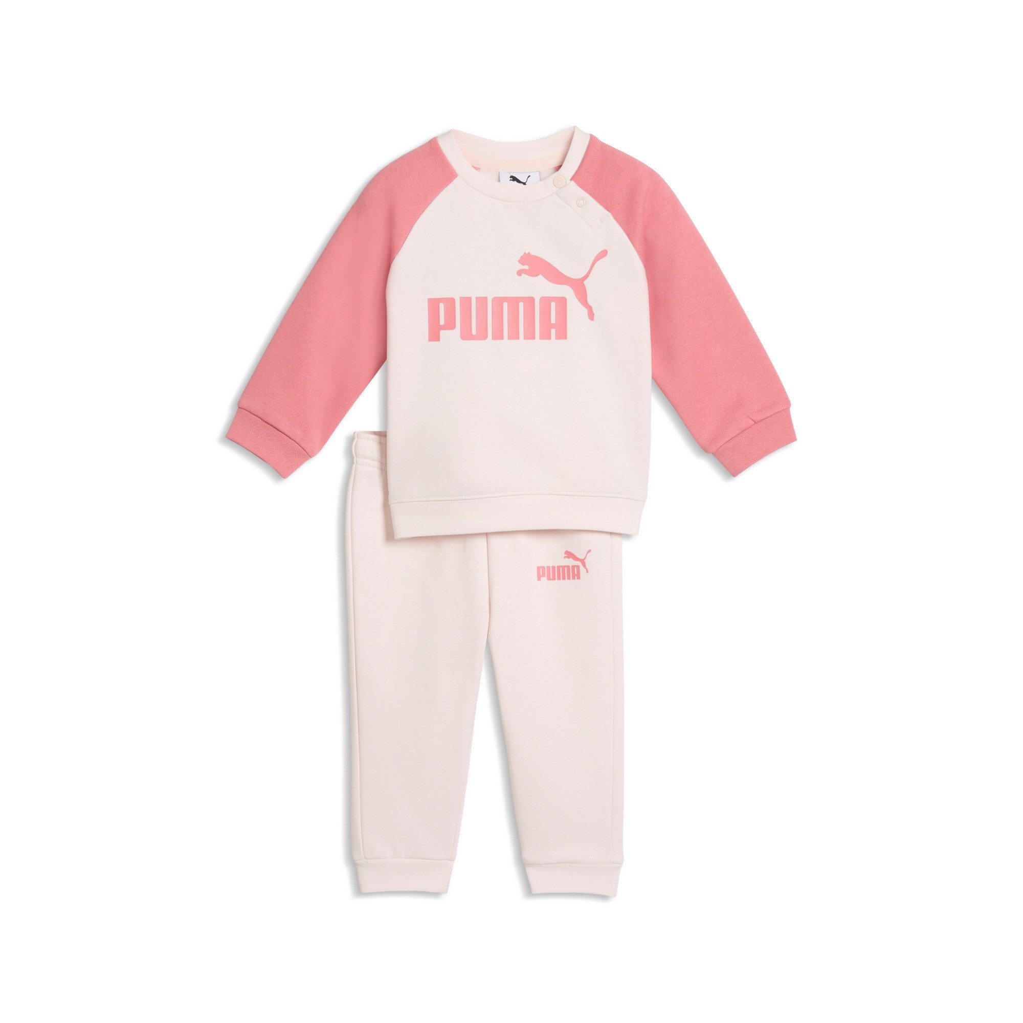 PUMA Trainingsanzug MINICATS ESS RAGLAN CREW SET FL INF (2-tlg), für Kinder, mit Kapuze, mit innenliegendem Kordelzug