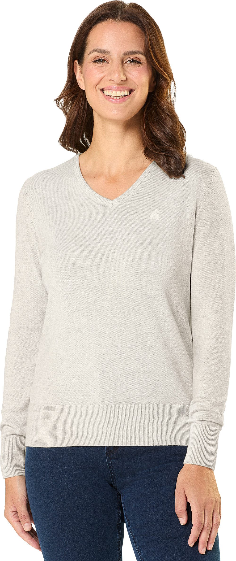 Jacques Britt V-Ausschnitt-Pullover Hautsympathisch und formstabil dank 100% Baumwolle