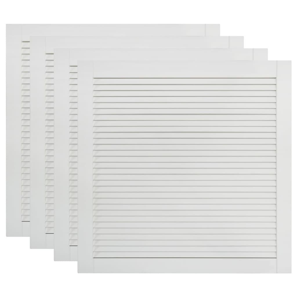 vidaXL Schranktür Schranktüren Lamellen-Design 4 Stk Weiß 39,5x39,4 cm Massivholz (4 St)