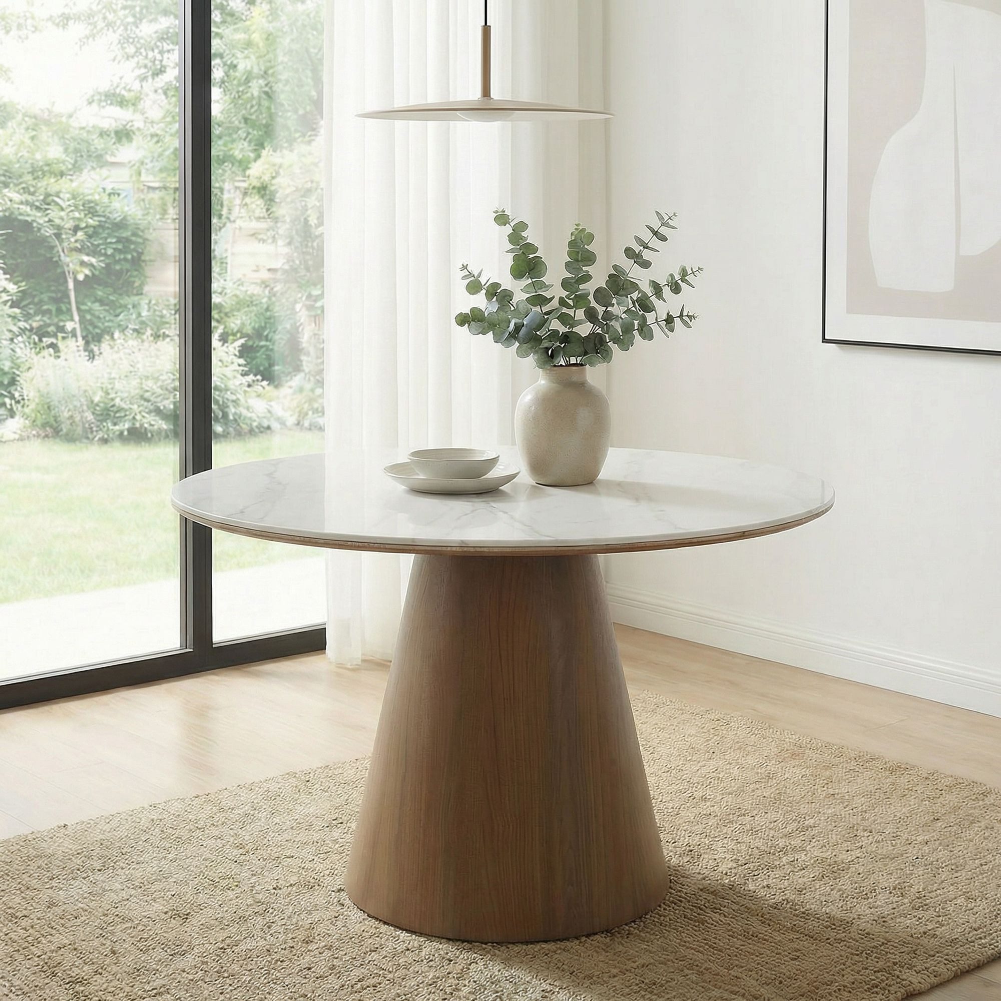 FINEBUY Esstisch FB115647 Esszimmertisch 120cm Marmor Optik rund Küchentisch 6 Personen (Runder Tisch für stilvolle Essbereiche), Robust und elegant für den täglichen Gebrauch
