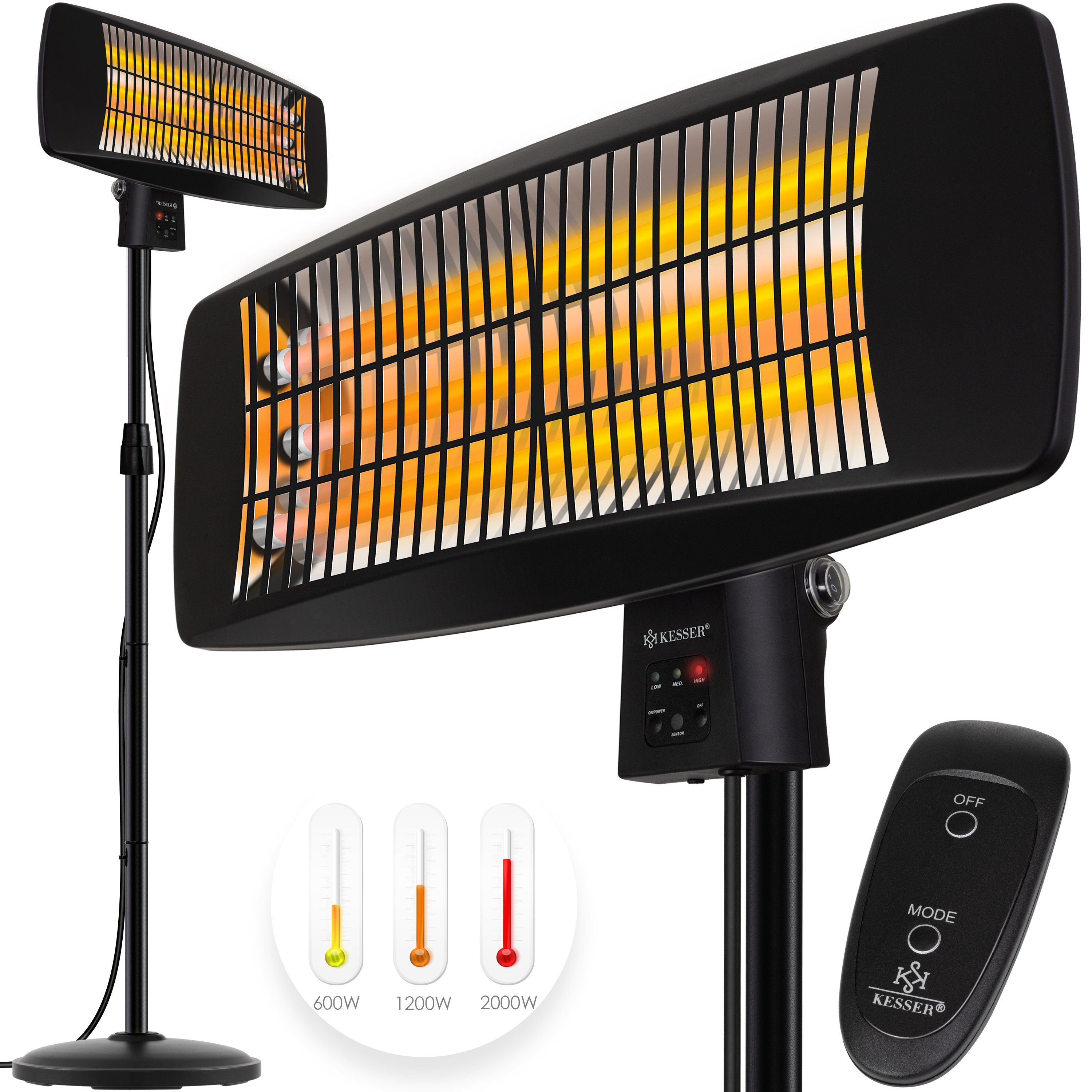 KESSER Heizstrahler, 2000 W, Heizgerät 2000 Watt Wärmestrahler ...
