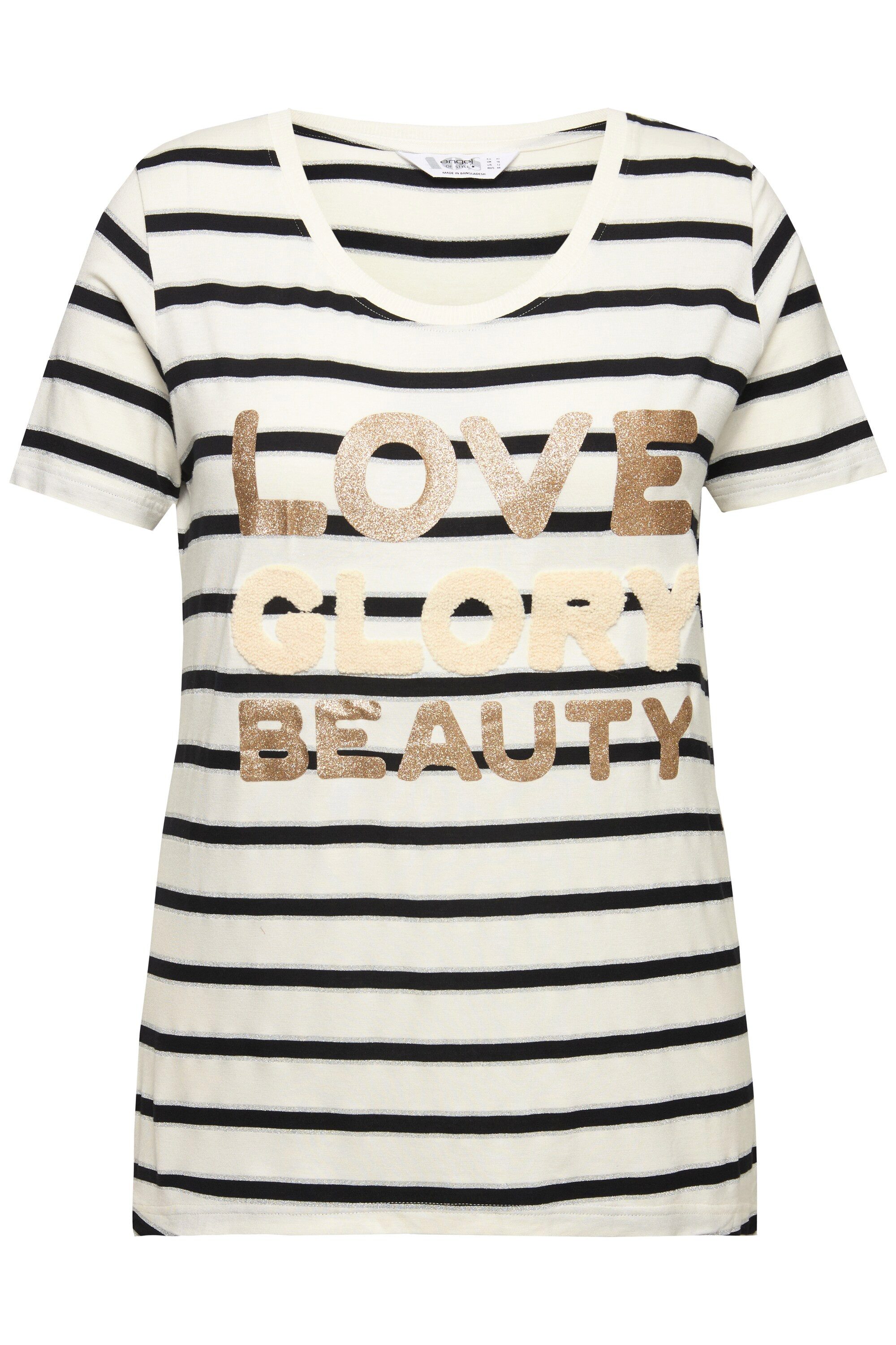 Angel of Style T-Shirt T-Shirt Rippjersey Ringel Schriftzug Rundhals günstig online kaufen