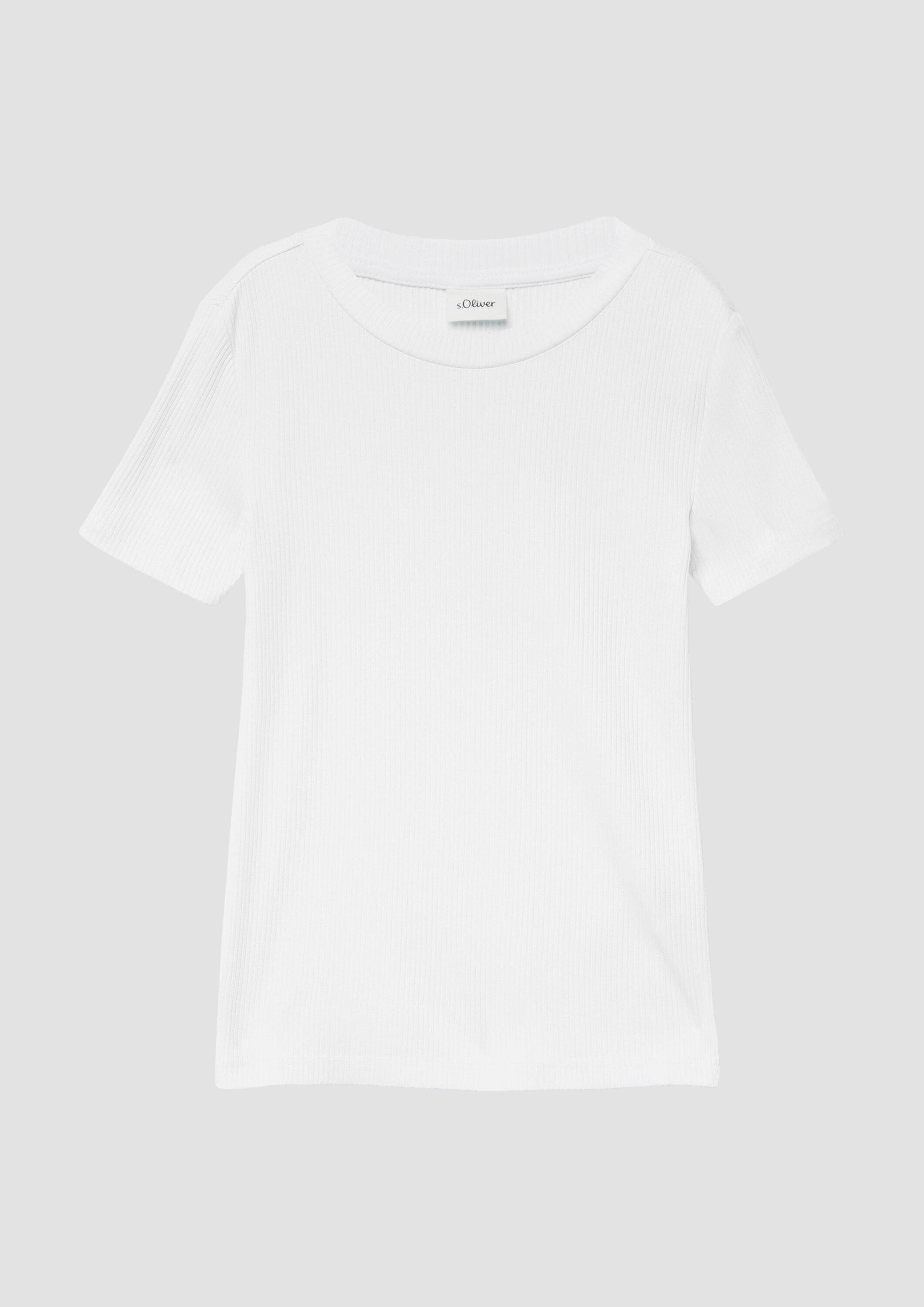 s.Oliver Kurzarmshirt T-Shirt Geripptes T-Shirt aus Viskosemix im Slim Fit