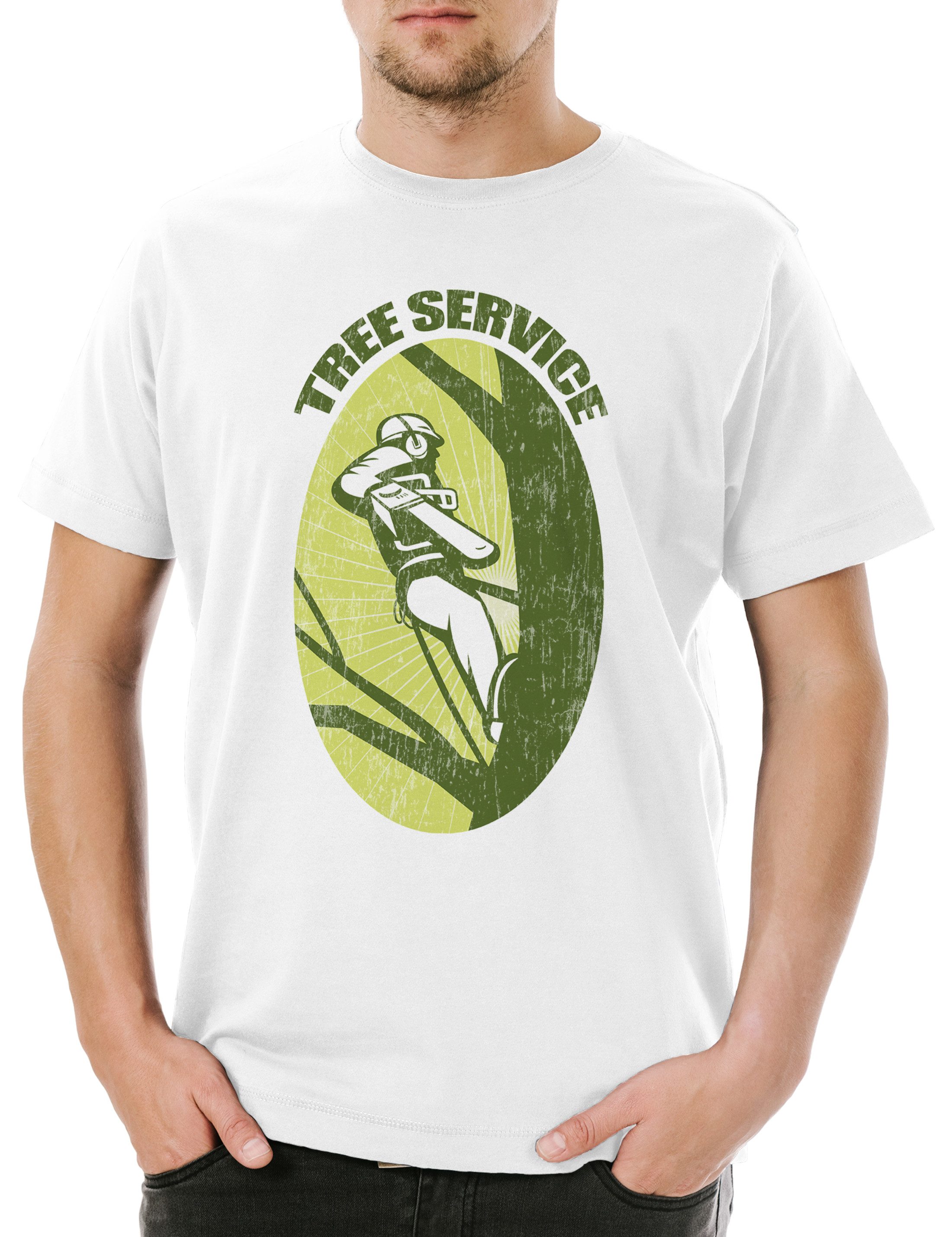 Print-Shirt Tree Service II Herren T-Shirt Holzfäller Axt Waldarbeiter Förster