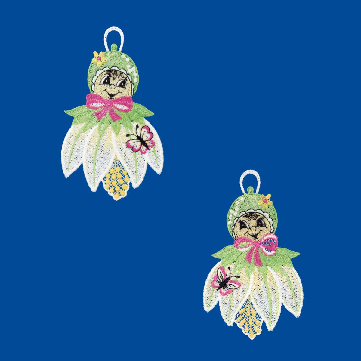 Poller GmbH Vogtland Fensterbild Fensterbild "Blumenkinder", 2er Set, 9 x 16 cm, Plauener Spitze