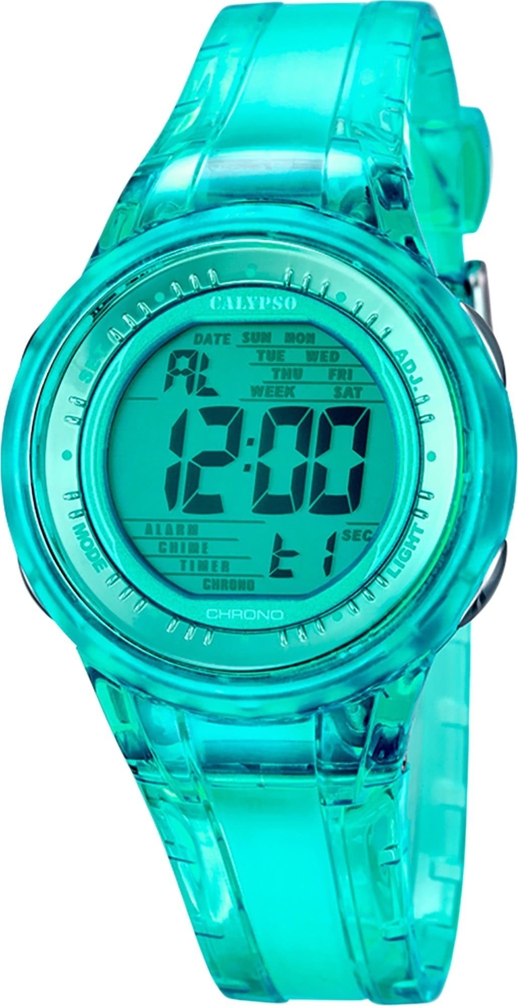 Uhr Digitaluhr Kunststoff Armbanduhr CALYPSO Damen WATCHES rund, K5688/4 PURarmband Damen PUR, grün, Calypso Sport