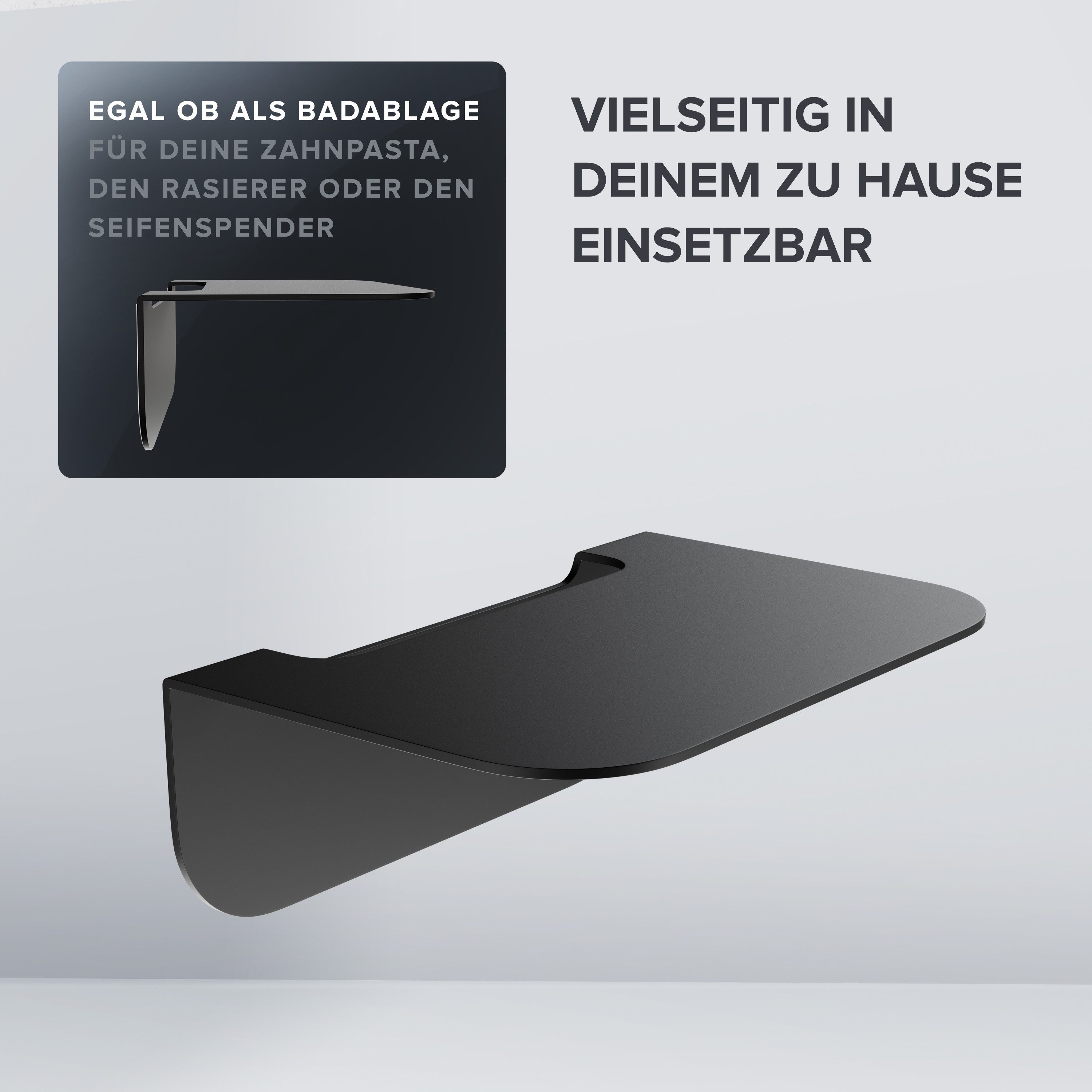 ovimar Badregal Gimsoya, 1-tlg., aus Edelstahl in Schwarz zur Zum Kleben günstig online kaufen