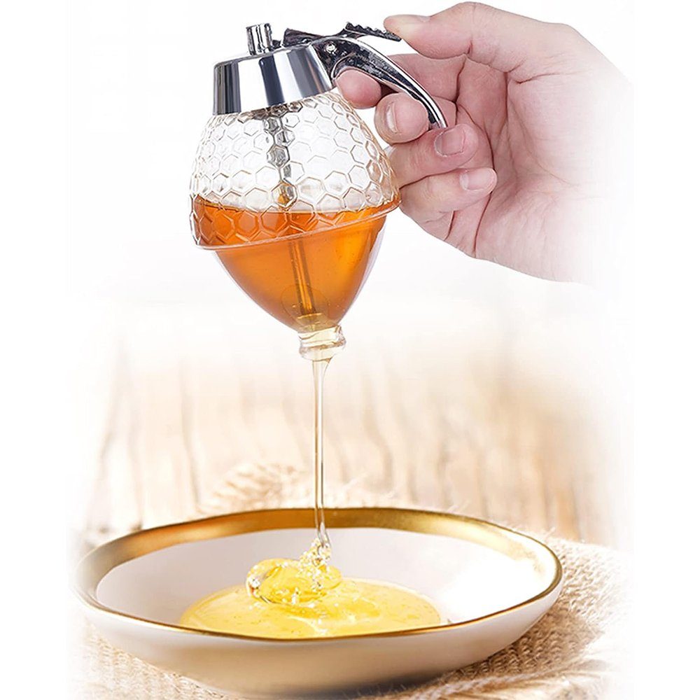 Untersatz, Honigglas Transparent Acryl Honig-Dosierer, Wabenmuster, Honigglas mit GLIESE