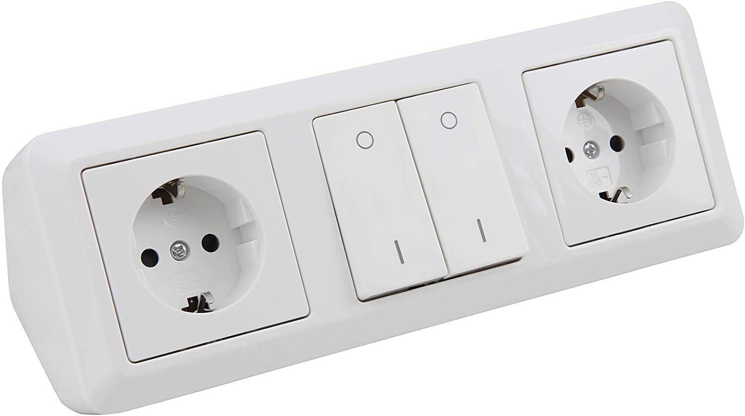 McPower MC POWER Cup Steckdosenblock Ecksteckdose Unterbausteckdose 230V/16A, Mehrfachsteckdose