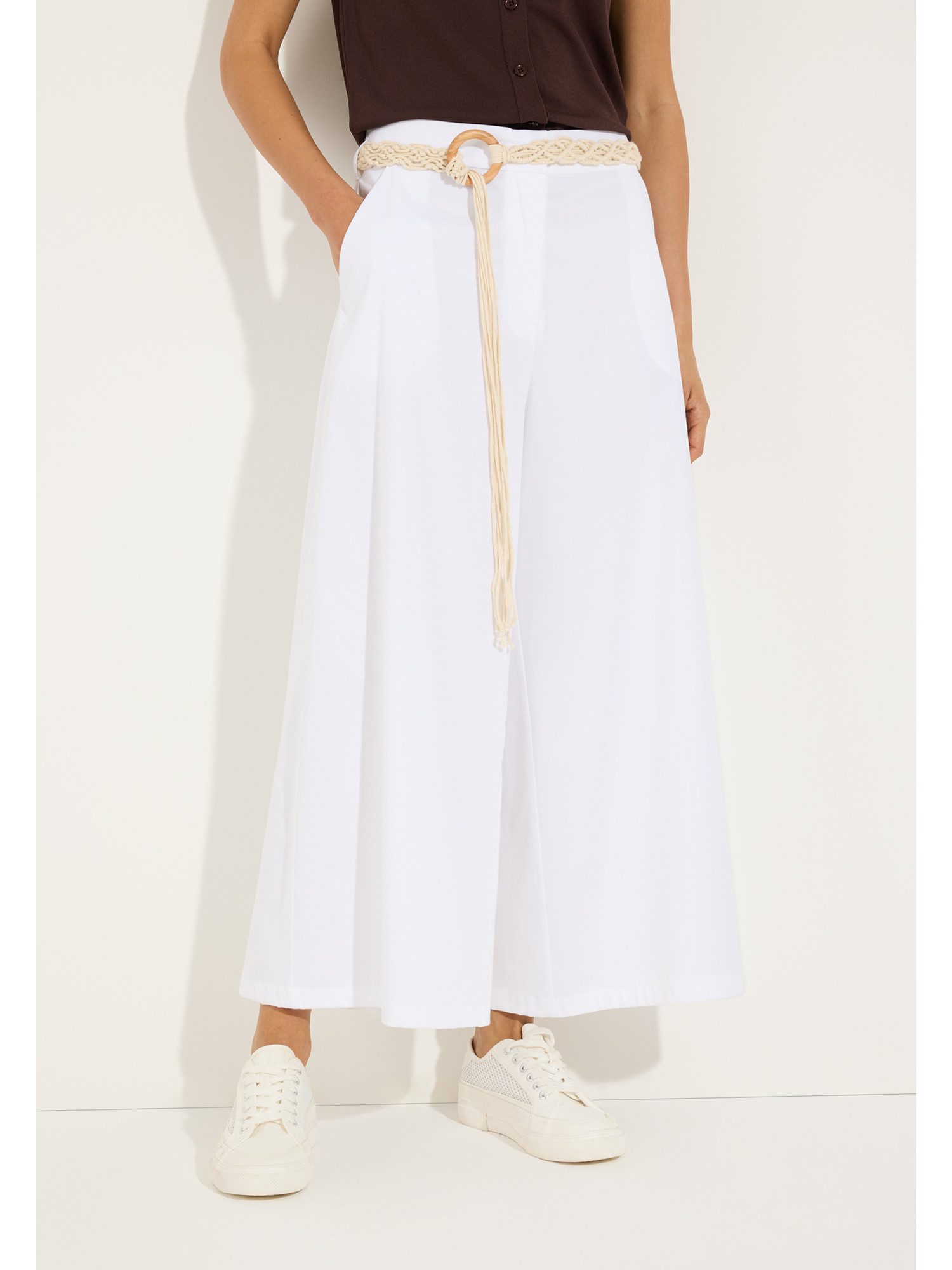 MORE&MORE Culotte weite Stoffhose mit Flechtgürtel