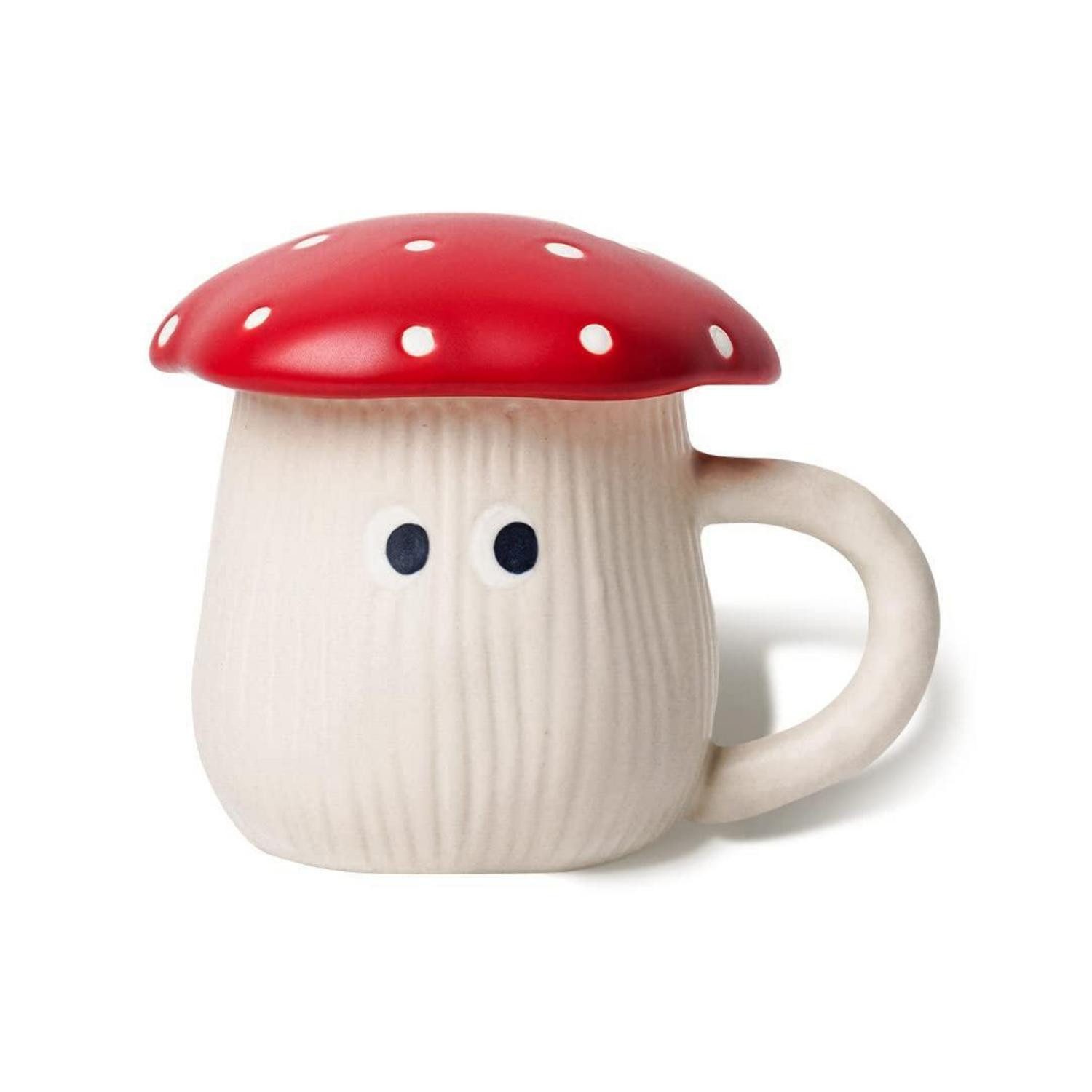 LuxusKollektion Tasse Pilz Tasse mit Deckel Keramik matt 300ml, Keramik