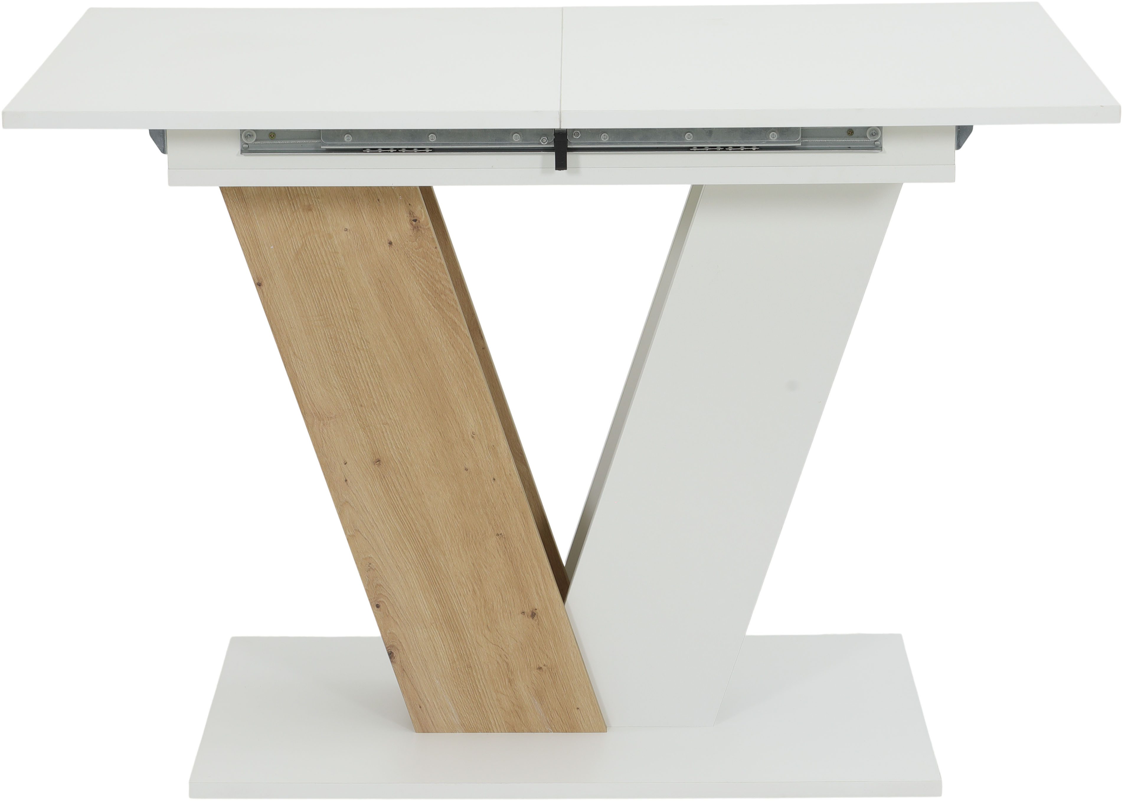 HELA Säulen-Esstisch SIENA (1-St), Einlegeplatte,Synchronauszug,ABS-Kante,Melamin,V-förmig