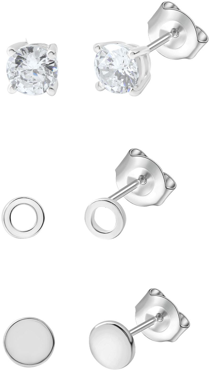 Firetti Ohrstecker-Set Multipack Schmuck Geschenk Silber 925 Ohrschmuck Ohrringe (Set, 6-tlg), mit Zirkonia (synth)