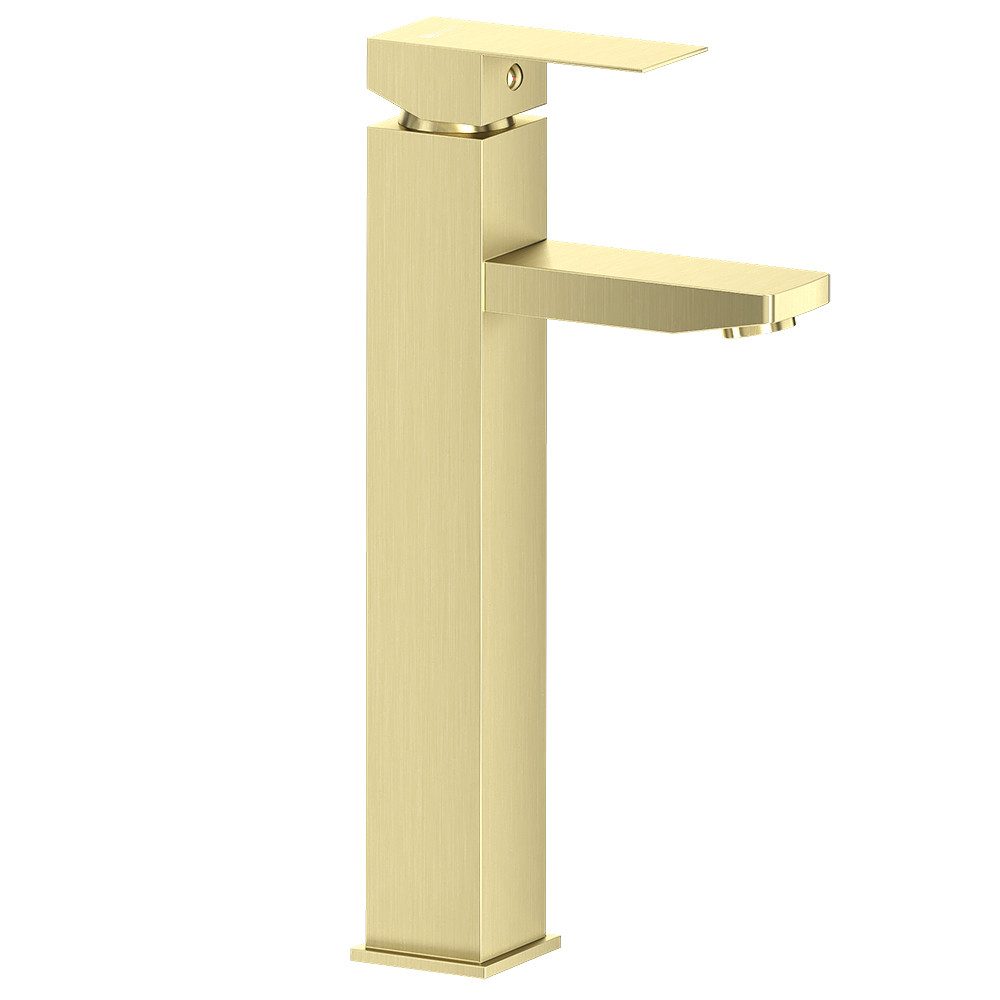 Lomadox Waschtischarmatur FAUCET-140 Edelstahl Waschbeckenarmatur 29,5 cm hoch in Goldfarben, glänzend