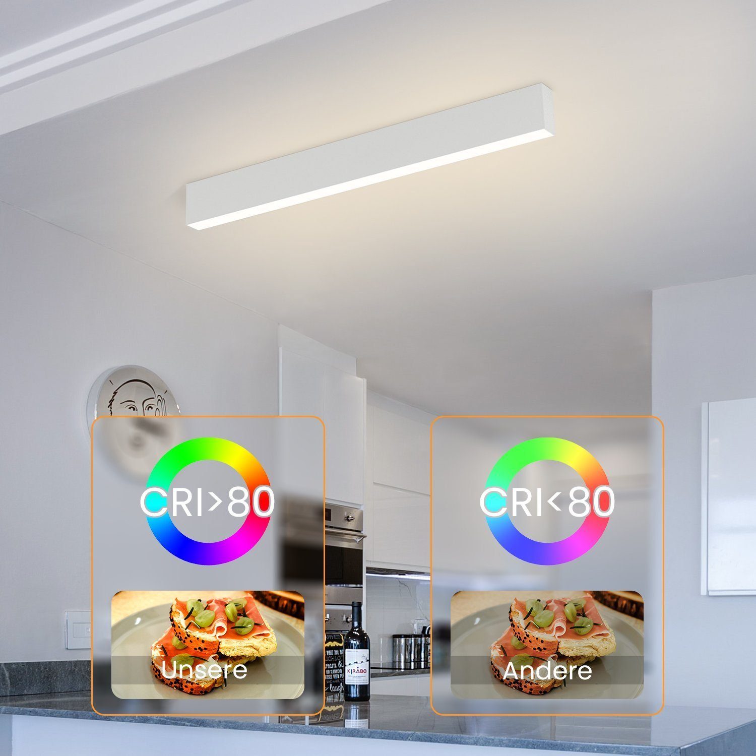 ZMH Deckenleuchten Dimmbar Bürolampe LED Design integriert, Fernbedienung, fest Decke dimmbar, Tageslichtweiß Mit Modern