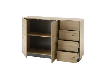 Empinio24 Sideboard CORATO (1 St), Breite 138 cm, 2-türig, 4x Schubkästen, Eiche Graphit