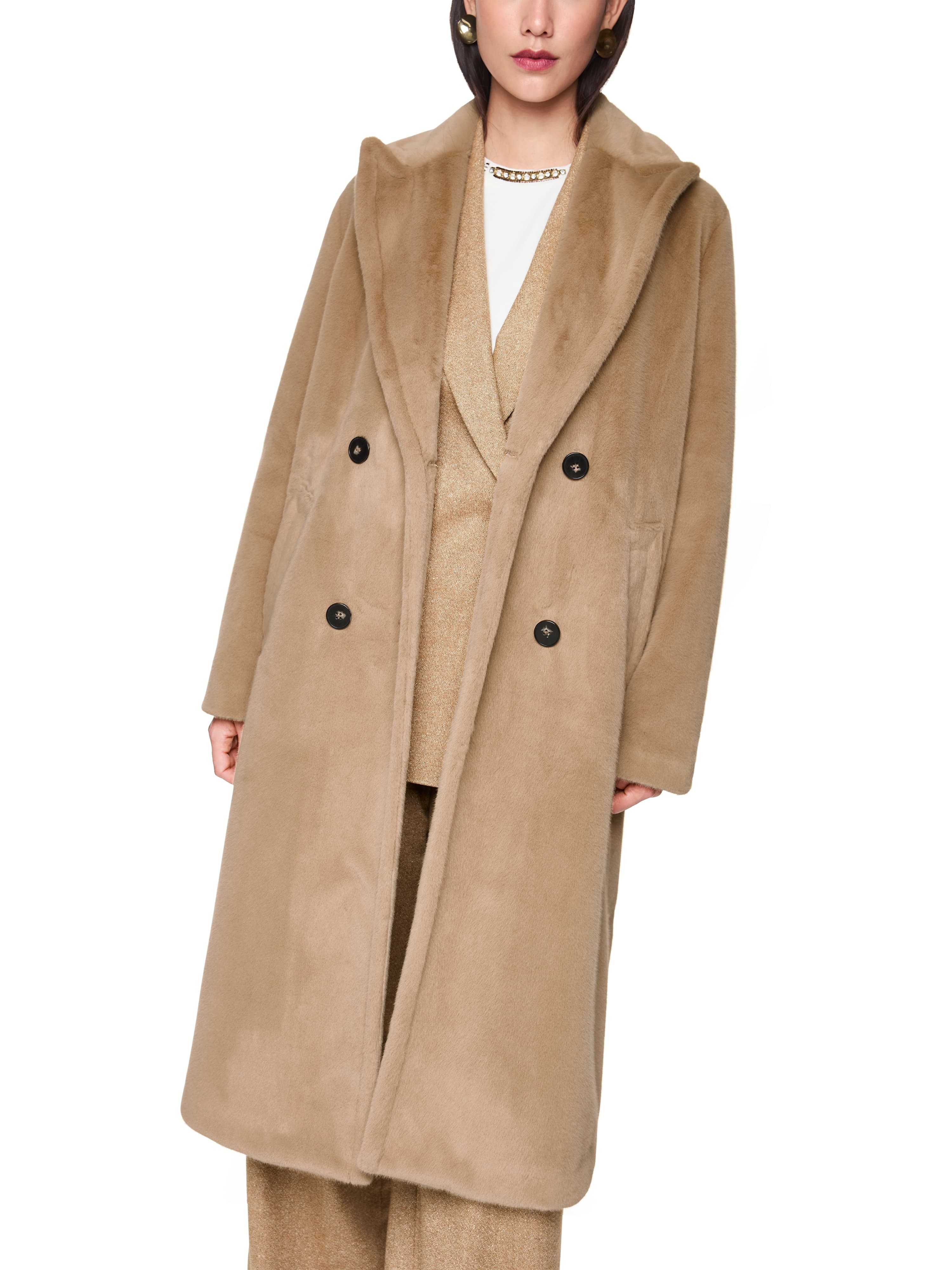 Marc Cain Langmantel Feminine Rigour Premium Damenmode flauschig, weiter Schnitt, zeitloser Klassiker