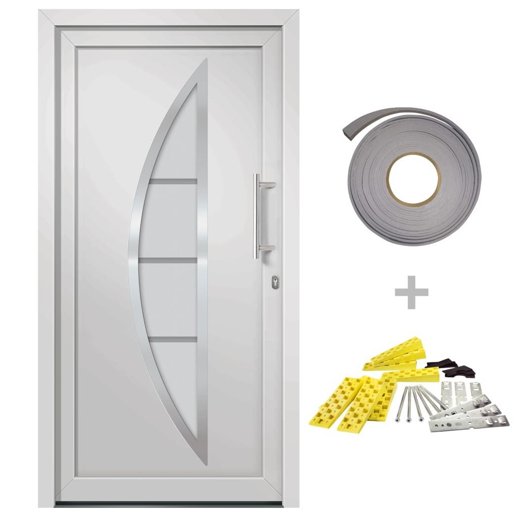 vidaXL Haustür 98 x 208 cm Haustür Weiß 98x208 cm Eingangstür Außentür Glas-Element R