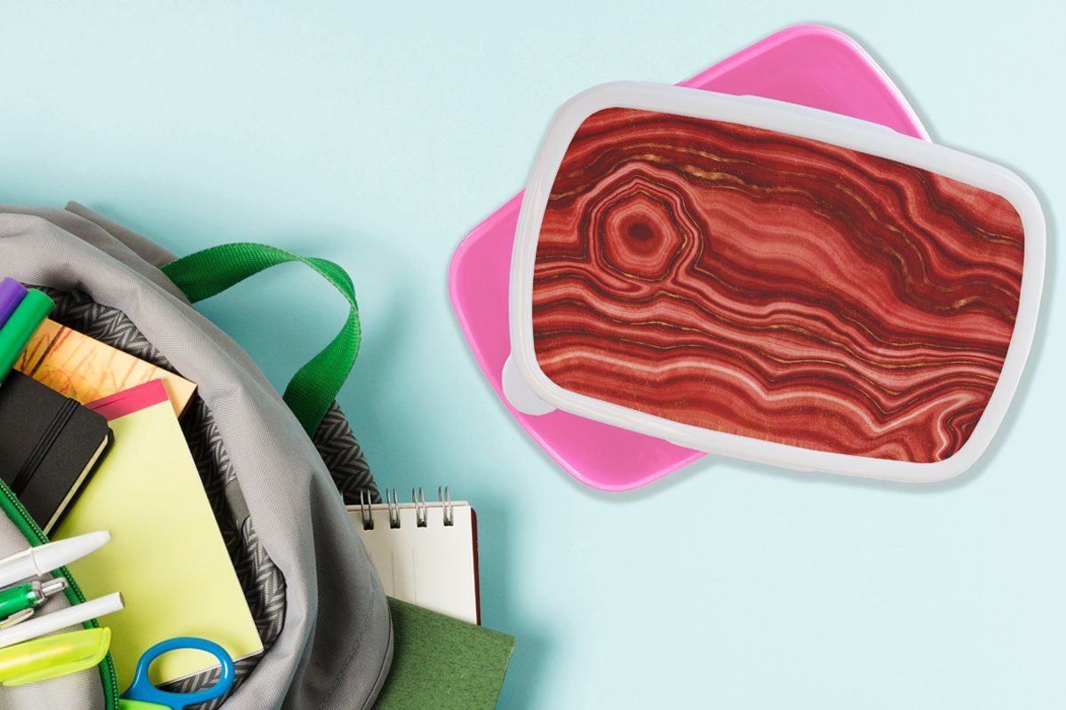 (2-tlg), Rot rosa - Achat MuchoWow Edelsteine, Brotdose Erwachsene, Mädchen, Kinder, Kunststoff, Snackbox, - Brotbox für Lunchbox Kunststoff